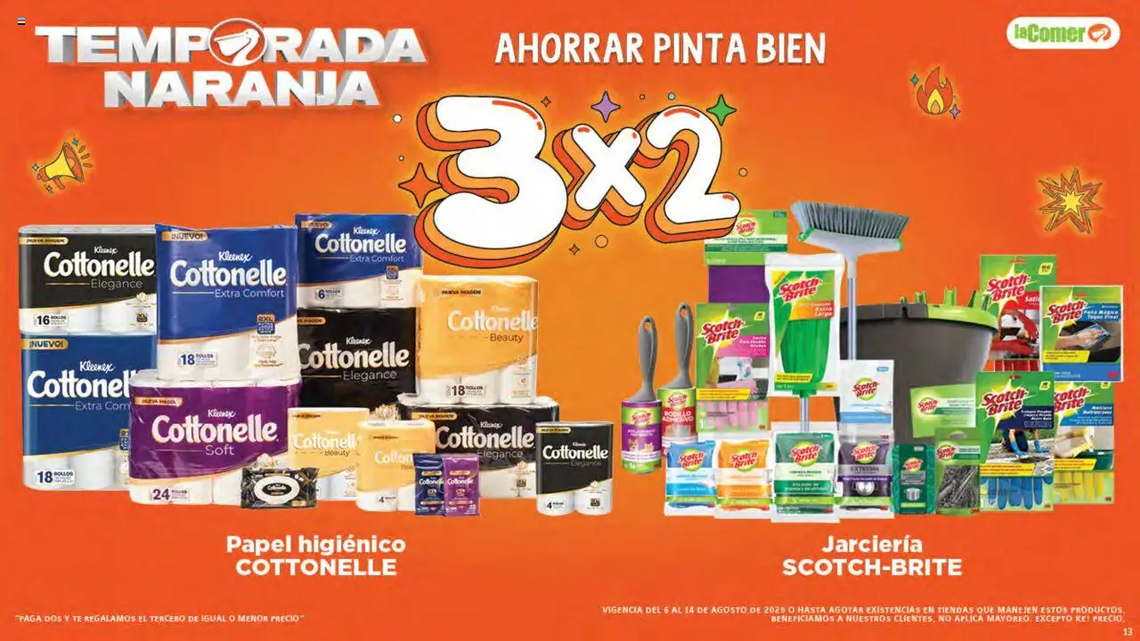 Nuevas ofertas de La Comer válidas en toda la República Mexicana desde el 06.08.2025. ¡Encuentra las mejores ofertas en La Comer - Folleto! | Página: 13 | Productos: Papel higiénico, Té