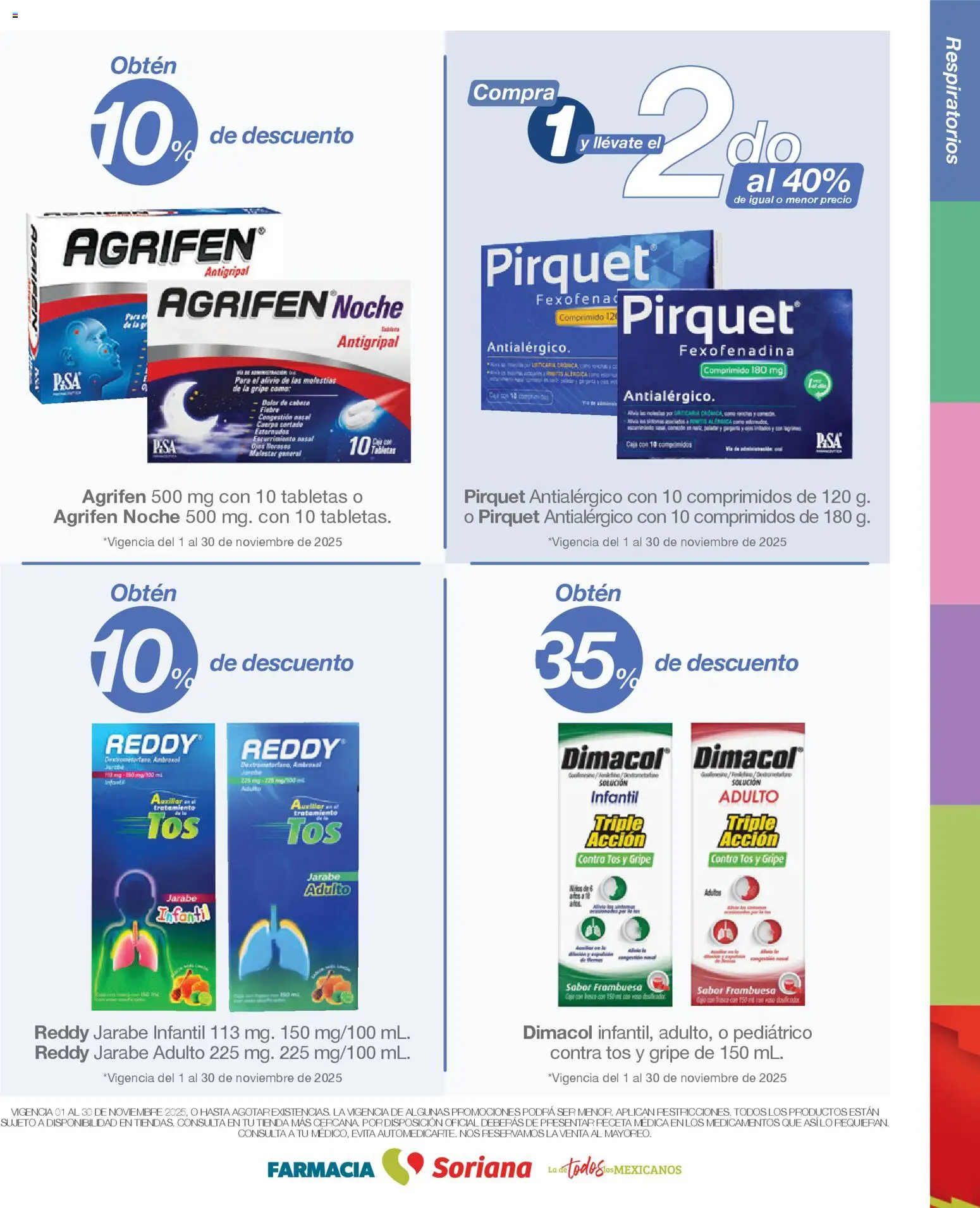 Nuevas ofertas de Soriana válidas en toda la República Mexicana desde el 01.11.2025. ¡Encuentra las mejores ofertas en Soriana - Folleto Farmacia Soriana Noviembre Mercado Nacional! | Página: 2 | Productos: Antigripal