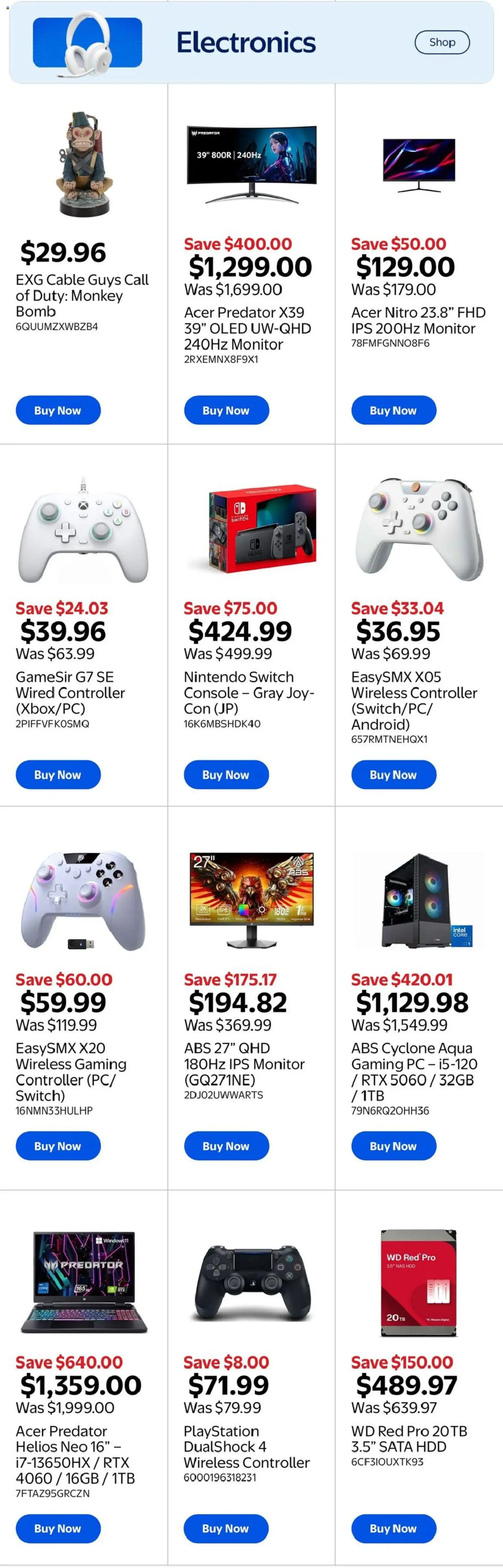 Walmart flyer valid from 18.12.2025 | Page: 5 | Products: Monitor, PC, Cable, Playstation