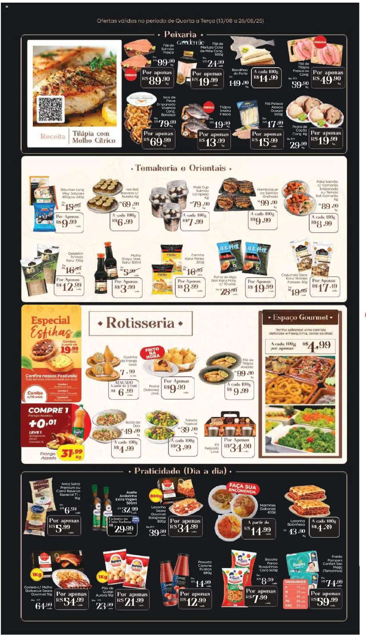 Barbosa Supermercados Folheto - válido de 13.08.2025 | Página: 3 | Produtos: Salmão, Faca, Pão, Arroz