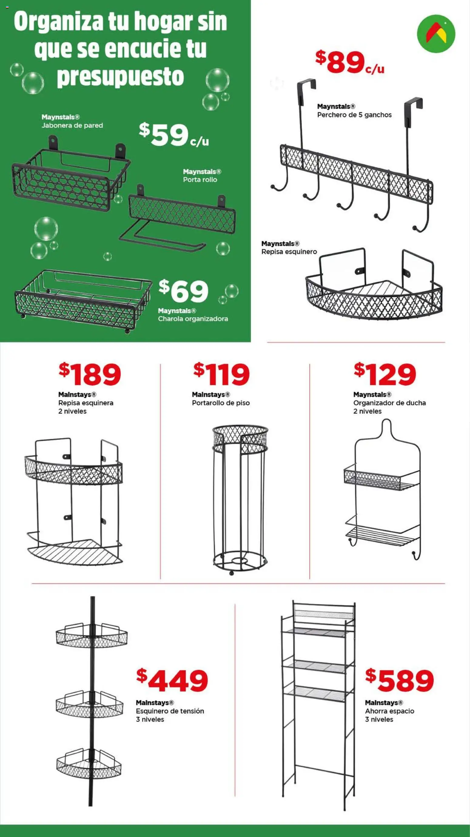 Nuevas ofertas de Bodega Aurrerá válidas en toda la República Mexicana desde el 26.12.2025. ¡Encuentra las mejores ofertas en Bodega Aurrerá folleto Feria de la limpieza! | Página: 12 | Productos: Repisa, Organizador, Jabonera, Porta rollo