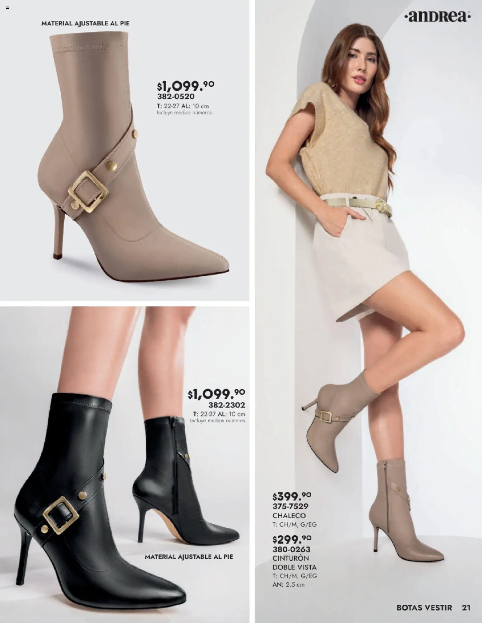 Nuevas ofertas de Andrea válidas en toda la República Mexicana desde el 24.08.2025. ¡Encuentra las mejores ofertas en Andrea - Catálogo Calzado Dama! | Página: 21 | Productos: Chaleco, Botas, Cinturón