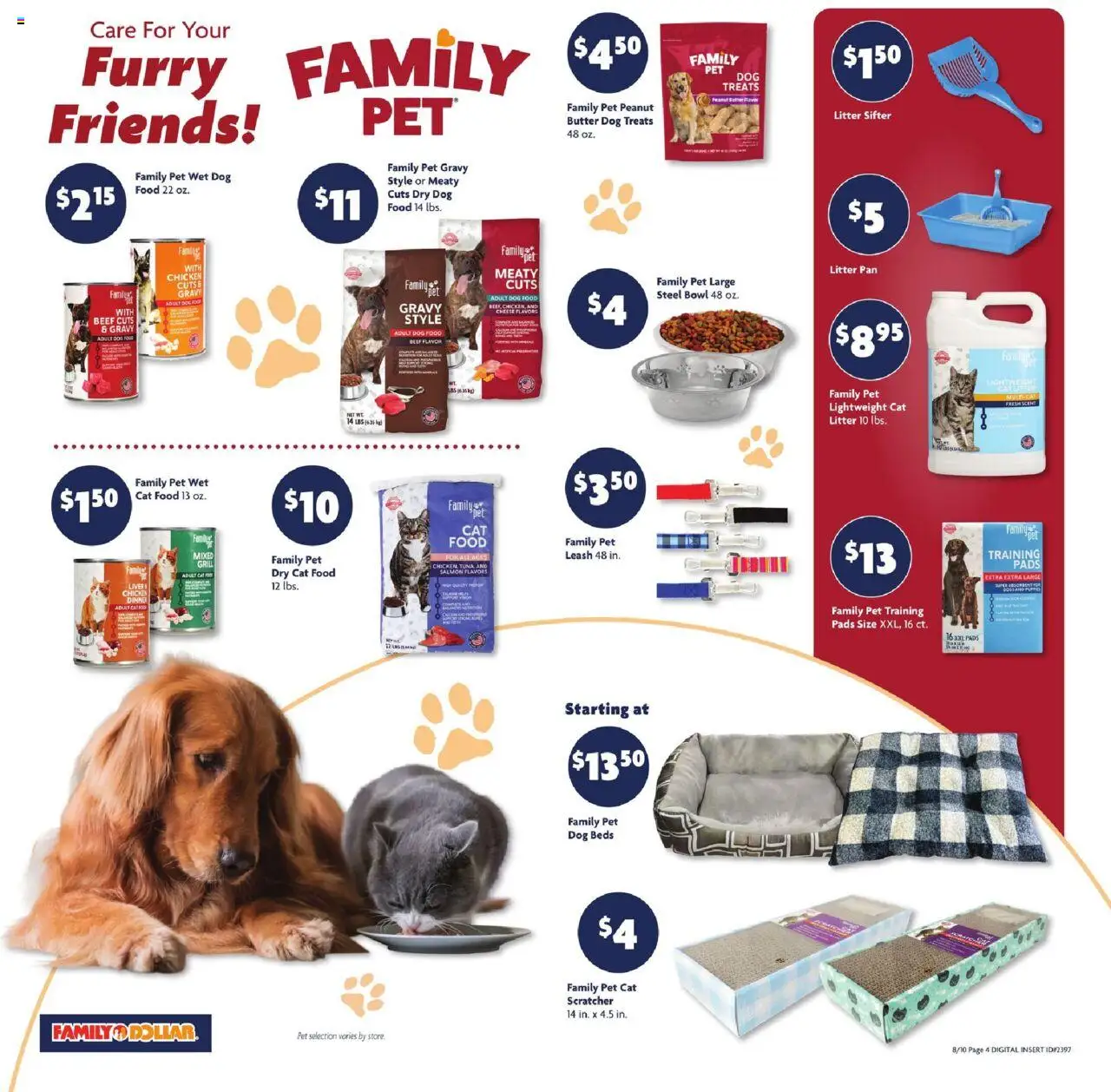 Family Dollar Weekly Ad - valid from 10.08.2025 | Page: 9 | Products: Dog Treats, Butter, Cheese, Cat Scratcher