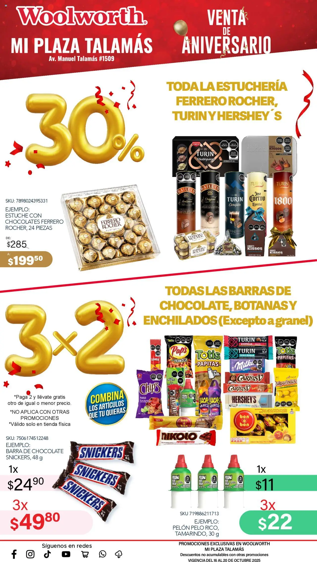 Nuevas ofertas de Del Sol y Woolworth válidas en toda la República Mexicana desde el 16.10.2025. ¡Encuentra las mejores ofertas en Del Sol y Woolworth - Aniversario Apertura Woolworth Talamás! | Página: 19 | Productos: Estuche, Chocolate, Nuez, Tequila