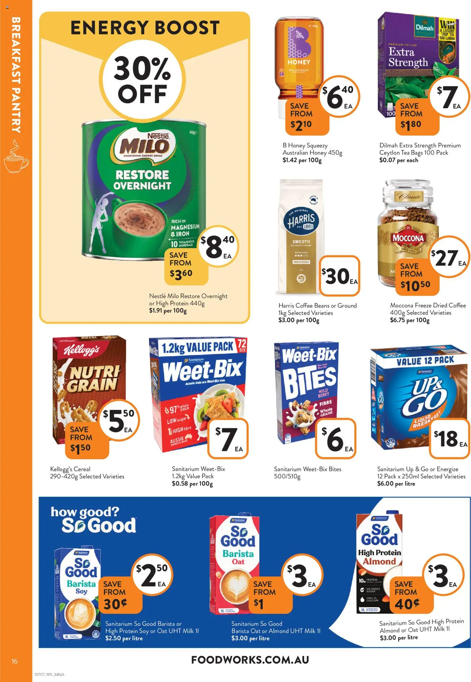 Foodworks catalogue - valid from 19.11.2025 | Page: 16 | Products: Coffee, Cereal, Sugar, Moccona