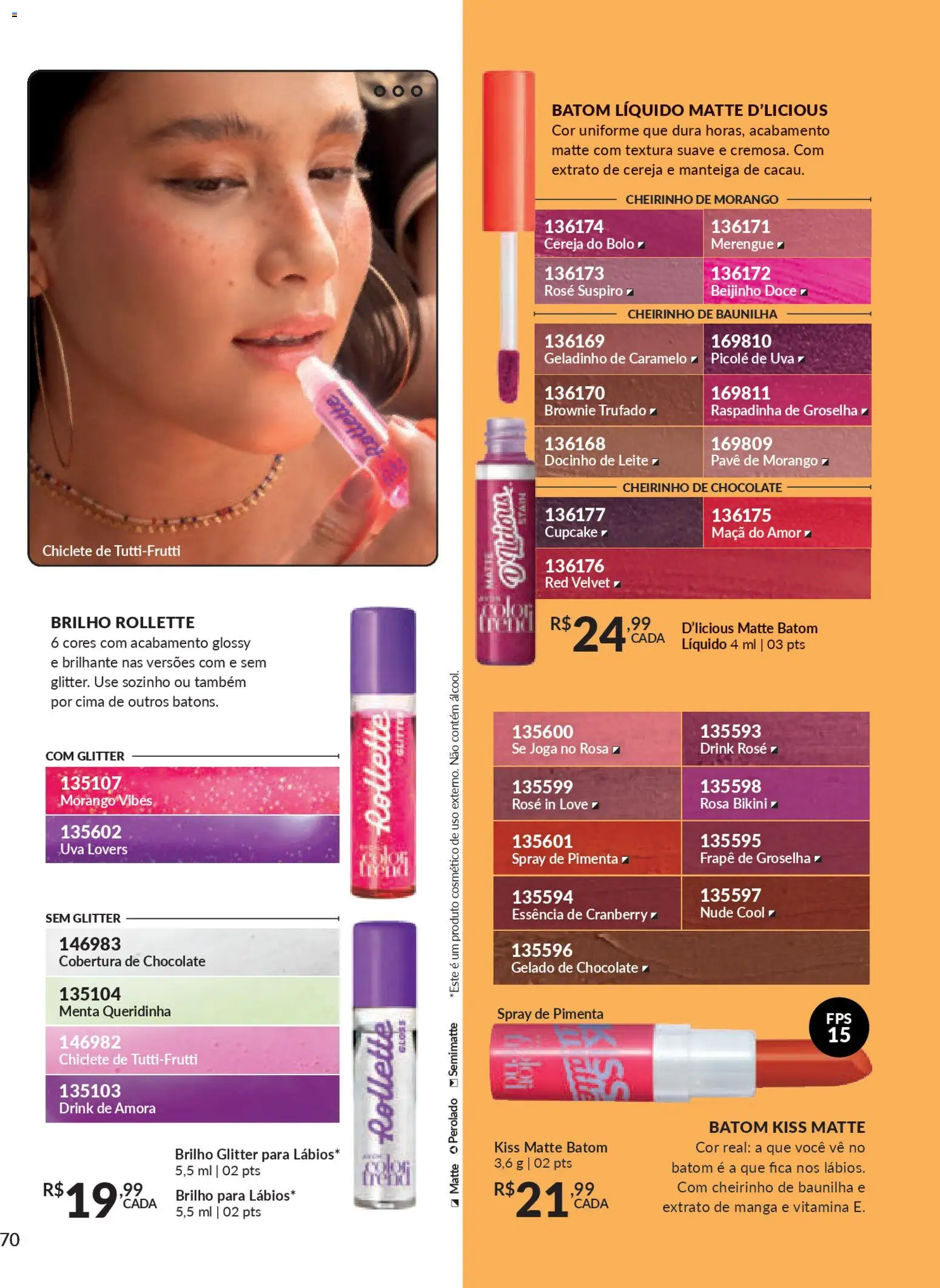 Avon Folheto - válido de 19.12.2025 | Página: 70 | Produtos: Pimenta, Manteiga, Chocolate, Chiclete