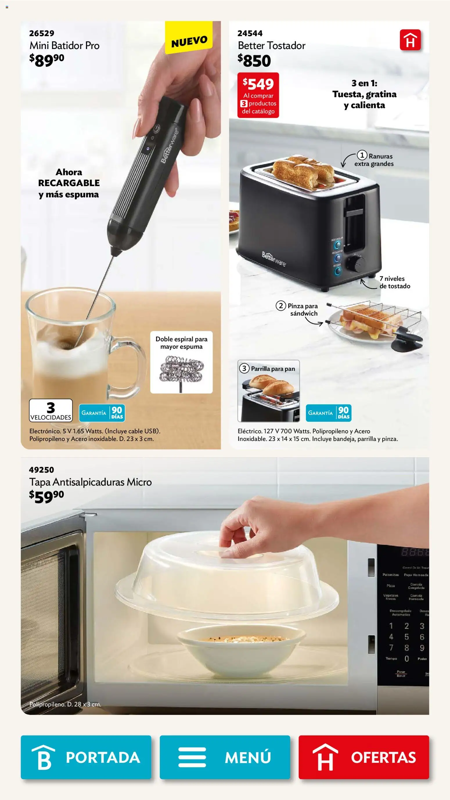 Nuevas ofertas de Betterware válidas en toda la República Mexicana desde el 04.05.2026. ¡Encuentra las mejores ofertas en Betterware campaña 5 2026! | Página: 44 | Productos: Papa, Cable, Parrilla, Batidor