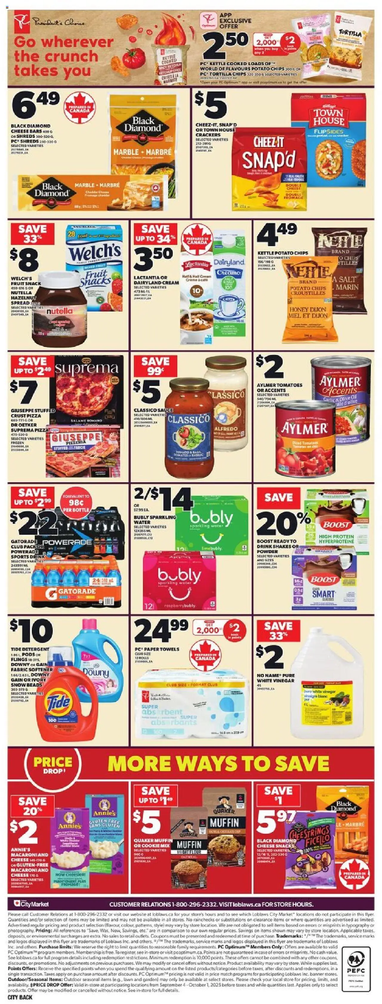 Loblaws flyer valid from 25.09.2025 | Page: 4 | Products: PC, Kettle, Oil, Tomatoes