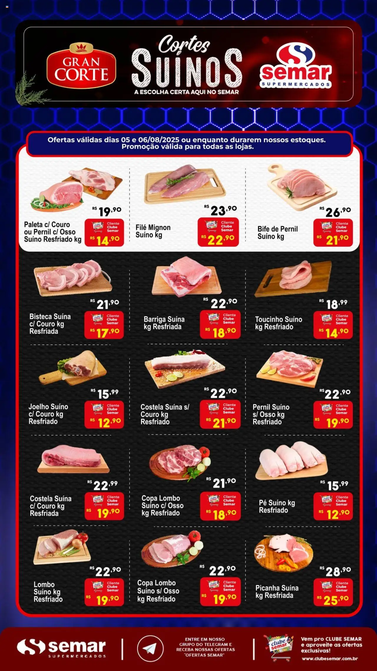 Semar Supermercado Folheto - válido de 05.08.2025 | Página: 2 | Produtos: Filé mignon, Picanha, Pernil, Copa