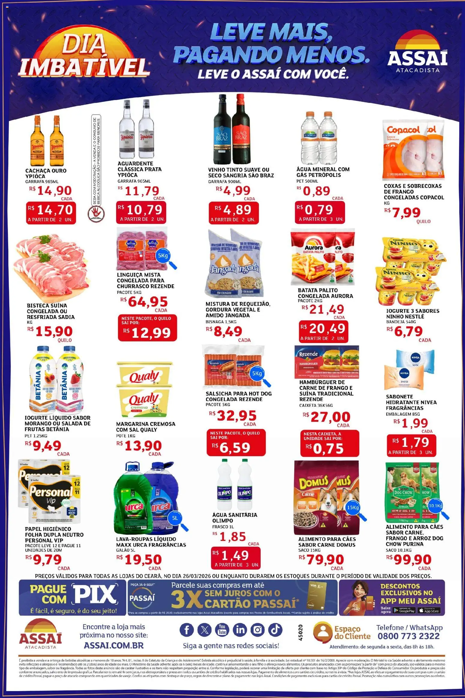 Assaí Atacadista Folheto - válido de 26.03.2026 | Página: 2 | Produtos: Linguiça, Base, Sabonete, Bandeja