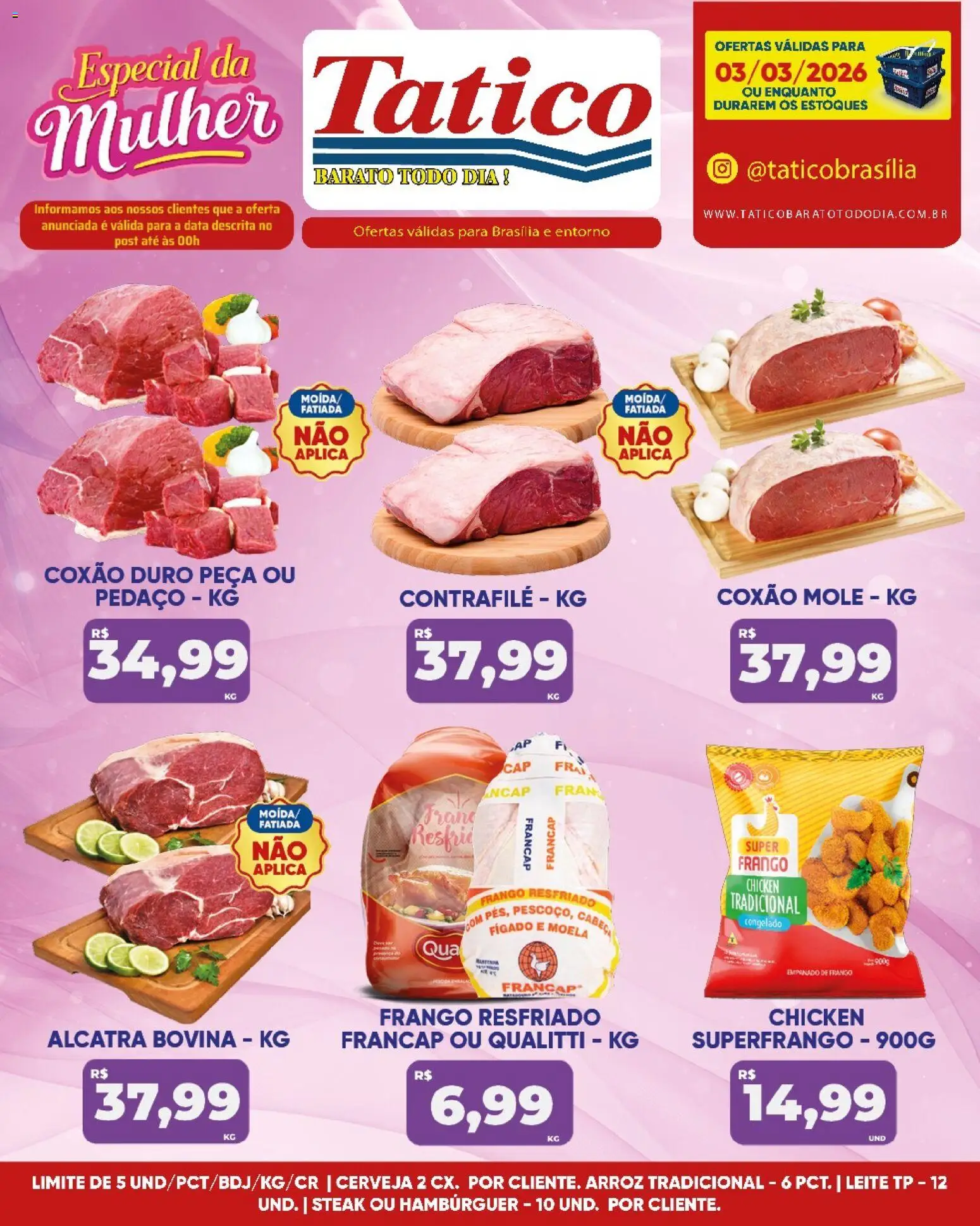 Tatico Folheto - válido de 04.03.2026 | Página: 25 | Produtos: Alcatra, Arroz, Hambúrguer, Frango