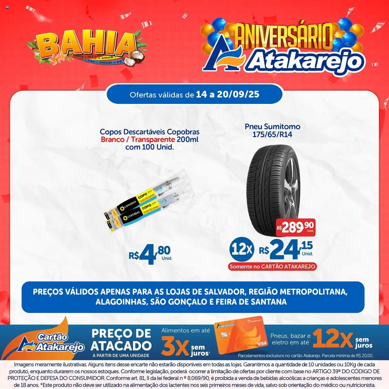 Atakarejo Folheto - válido de 14.09.2025 | Página: 8 | Produtos: Pneu, Copos descartáveis, Base, Copos