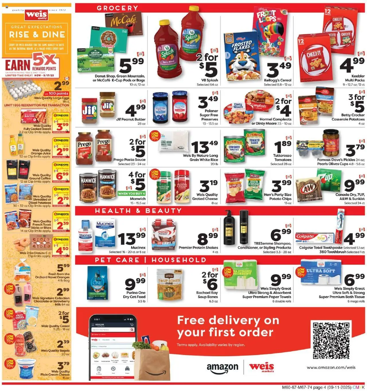 Weis Weekly Circular - DE - valid from 11.09.2025 | Page: 4 | Products: Milk, Coffee, Oranges, Sugar
