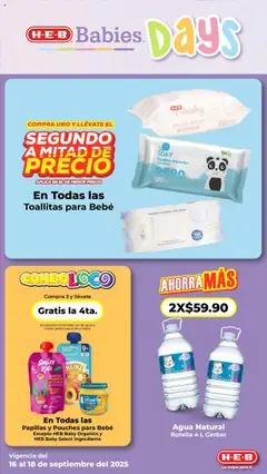 Nuevas ofertas de H-E-B válidas en toda la República Mexicana desde el 16.09.2025. ¡Encuentra las mejores ofertas en H-E-B - Folleto! | Página: 9 | Productos: Sal, Manzana, Agua, Toallitas húmedas