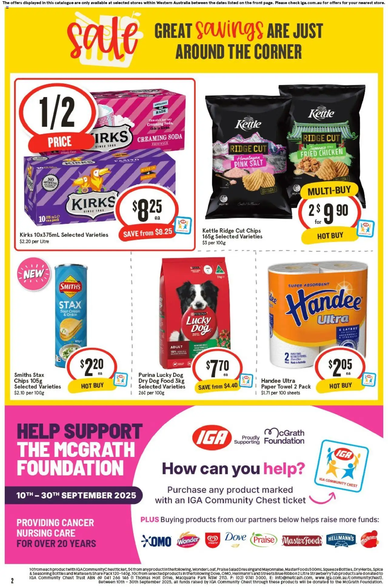 IGA catalogue - valid from 17.09.2025 | Page: 2 | Products: Chicken, Sour cream, Chips, Kettle