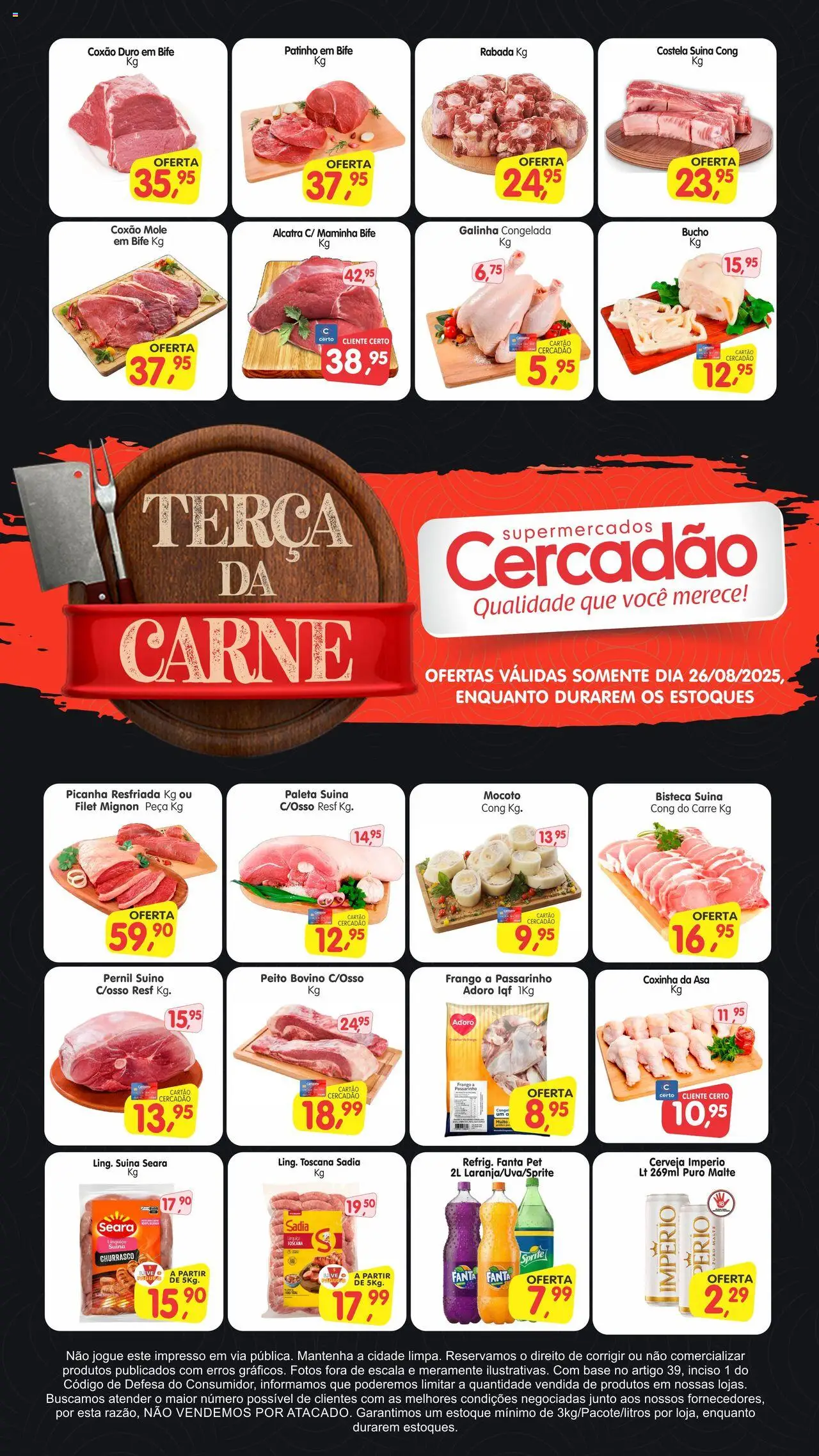 Cercadão Folheto - válido de 26.08.2025 | Página: 1 | Produtos: Linguiça, Maminha, Carne, Frango