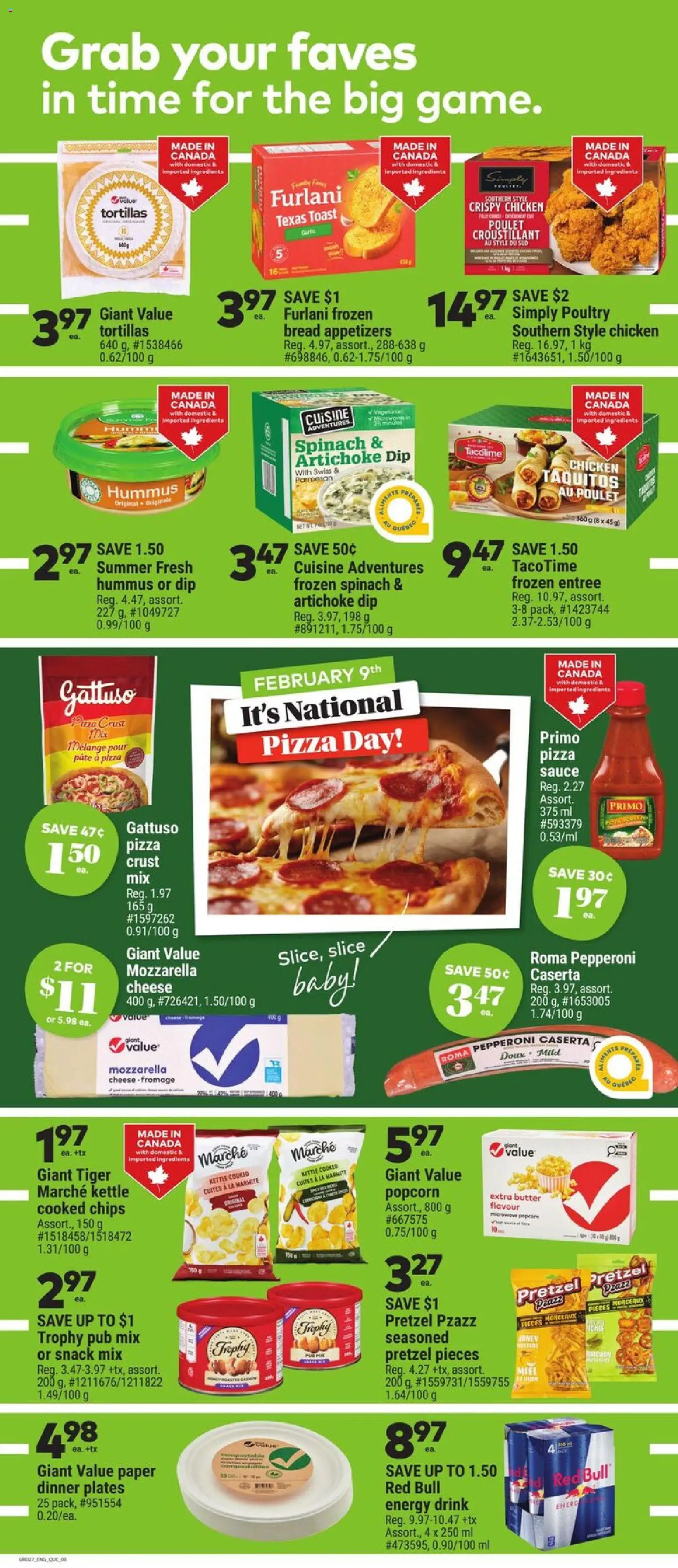 Giant Tiger flyer valid from 04.02.2026 | Page: 3 | Products: Butter, Cheese, Bread, Pizza