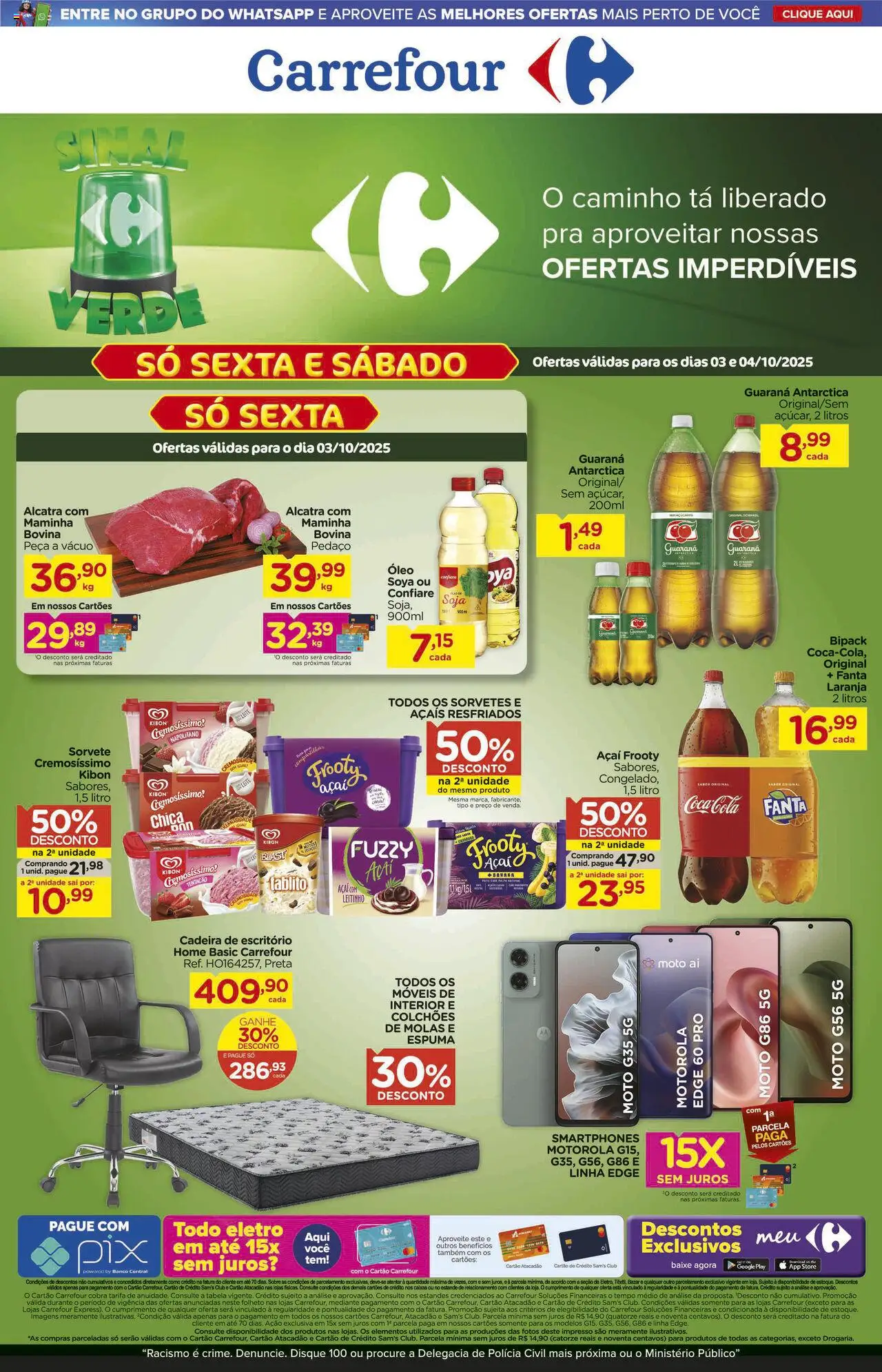 Carrefour Folheto - válido de 03.10.2025 | Página: 1 | Produtos: Banco, Cadeira, Óleo, Cadeira de escritório