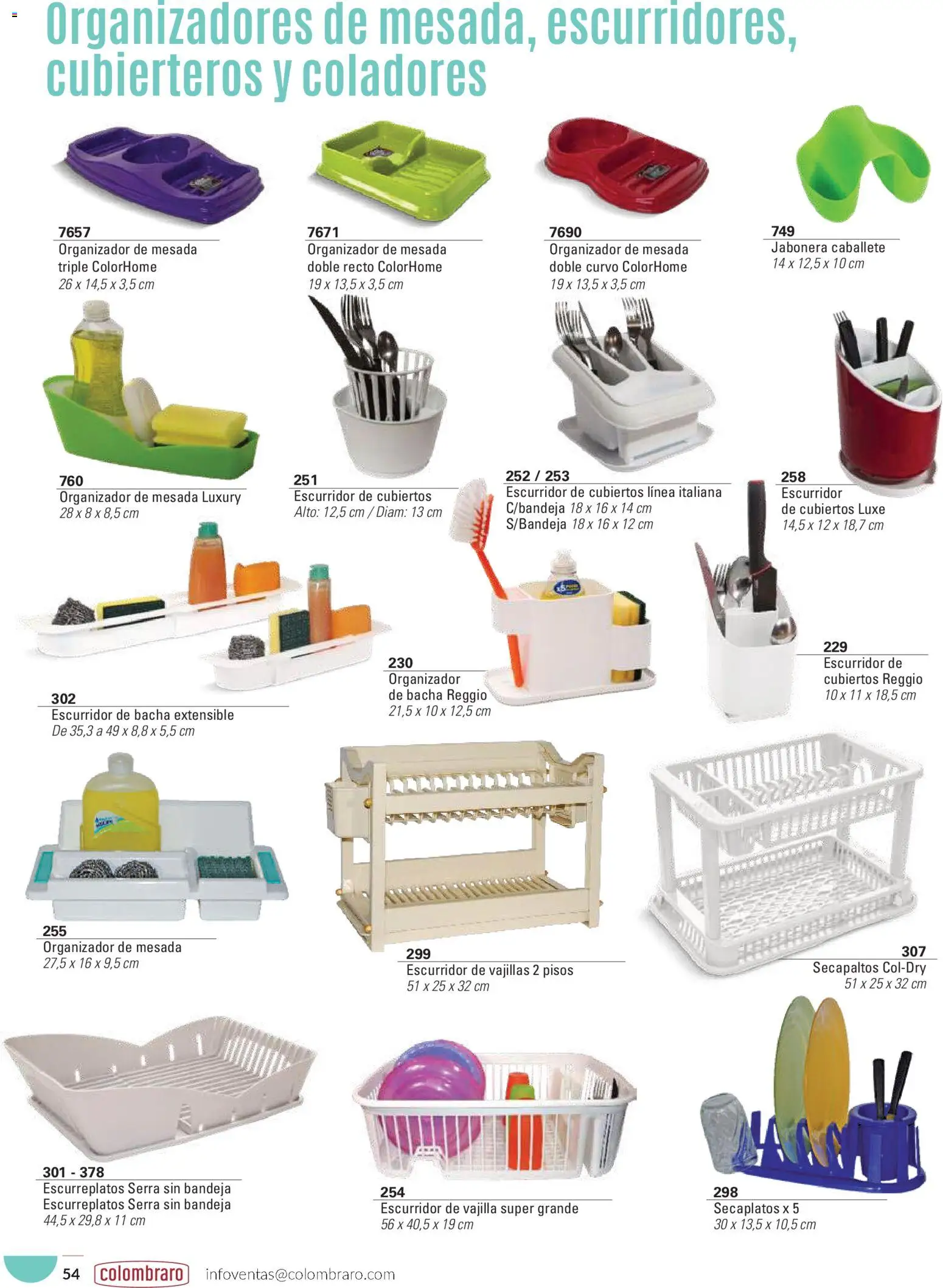 Colombraro catálogo │ válido desde el 26.01.2026 | Página: 54 | Productos: Mesada, Bacha, Bandeja, Escurridor