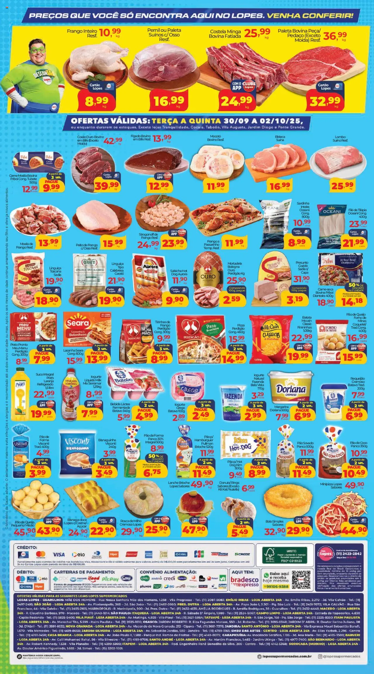 Lopes Supermercados Folheto - válido de 30.09.2025 | Página: 2 | Produtos: Pernil, Hambúrguer, Açúcar, Filé de tilápia