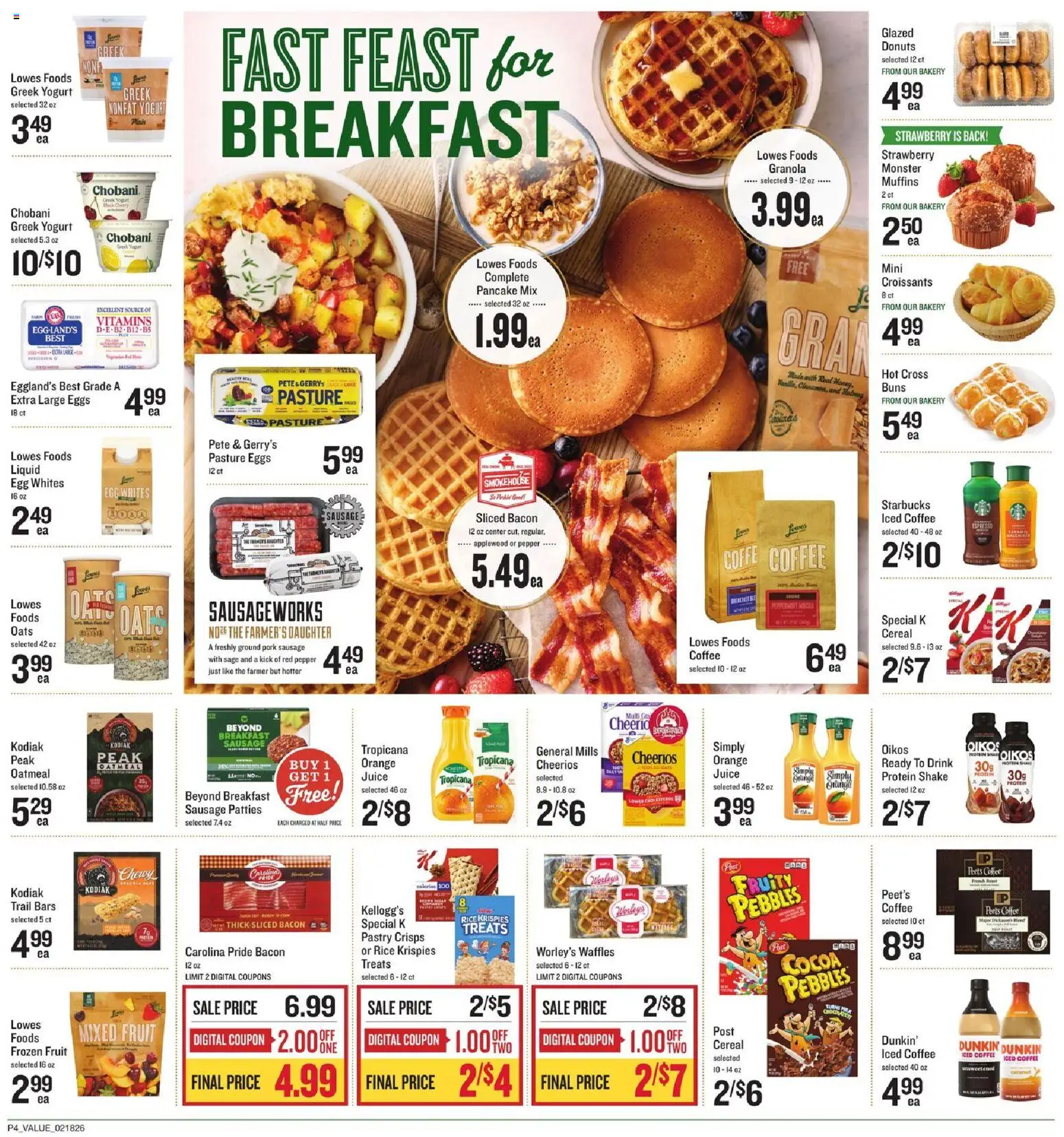 Lowes Foods Weekly Ad - NC - valid from 18.02.2026 | Page: 5 | Products: Bakery, Eggs, Pork, Croissants
