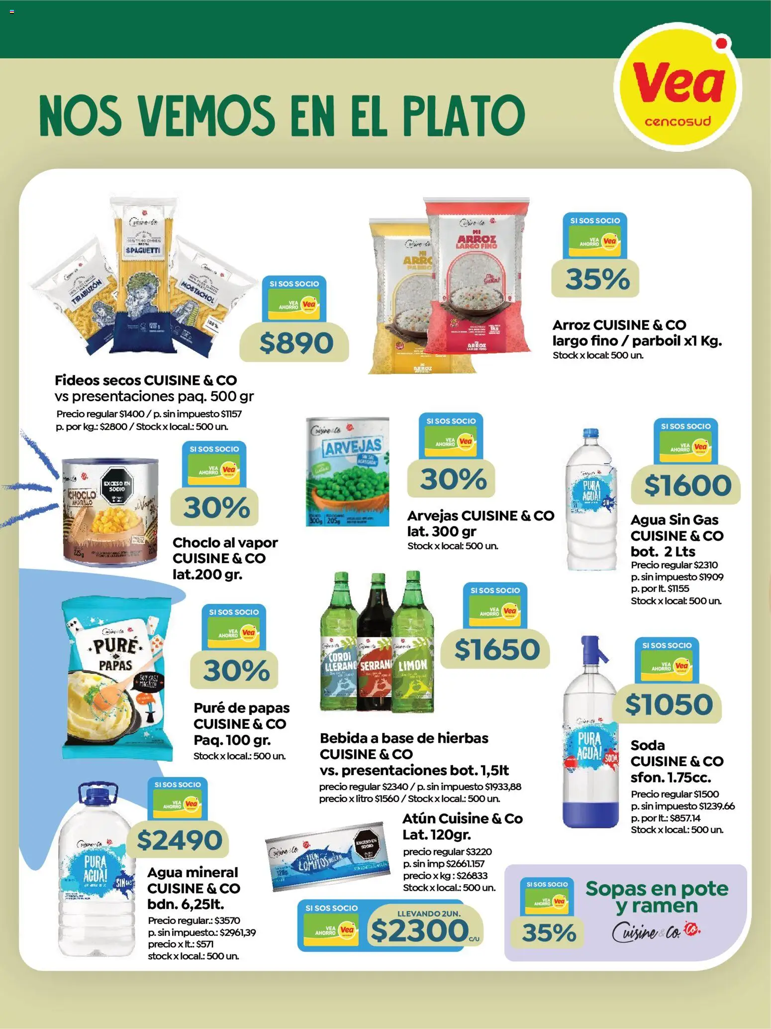 Vea - Especial Marcas Propias │ válido desde el 23.10.2025 | Página: 4 | Productos: Arvejas, Atún, Agua, Fideos