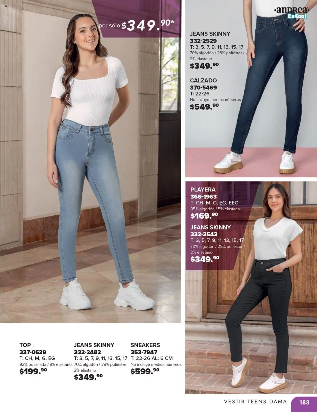 Nuevas ofertas de Andrea válidas en toda la República Mexicana desde el 25.05.2025. ¡Encuentra las mejores ofertas en Andrea catálogo Colegial ! | Página: 183 | Productos: Algodón, Playera