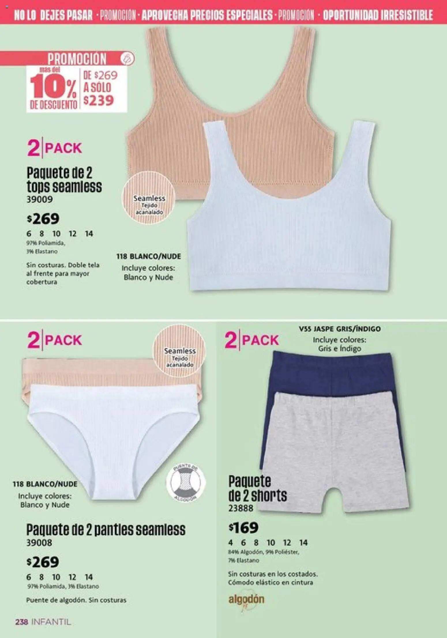 Nuevas ofertas de Ilusión válidas en toda la República Mexicana desde el 01.03.2026. ¡Encuentra las mejores ofertas en Ilusión catálogo Primavera! | Página: 240 | Productos: Algodón