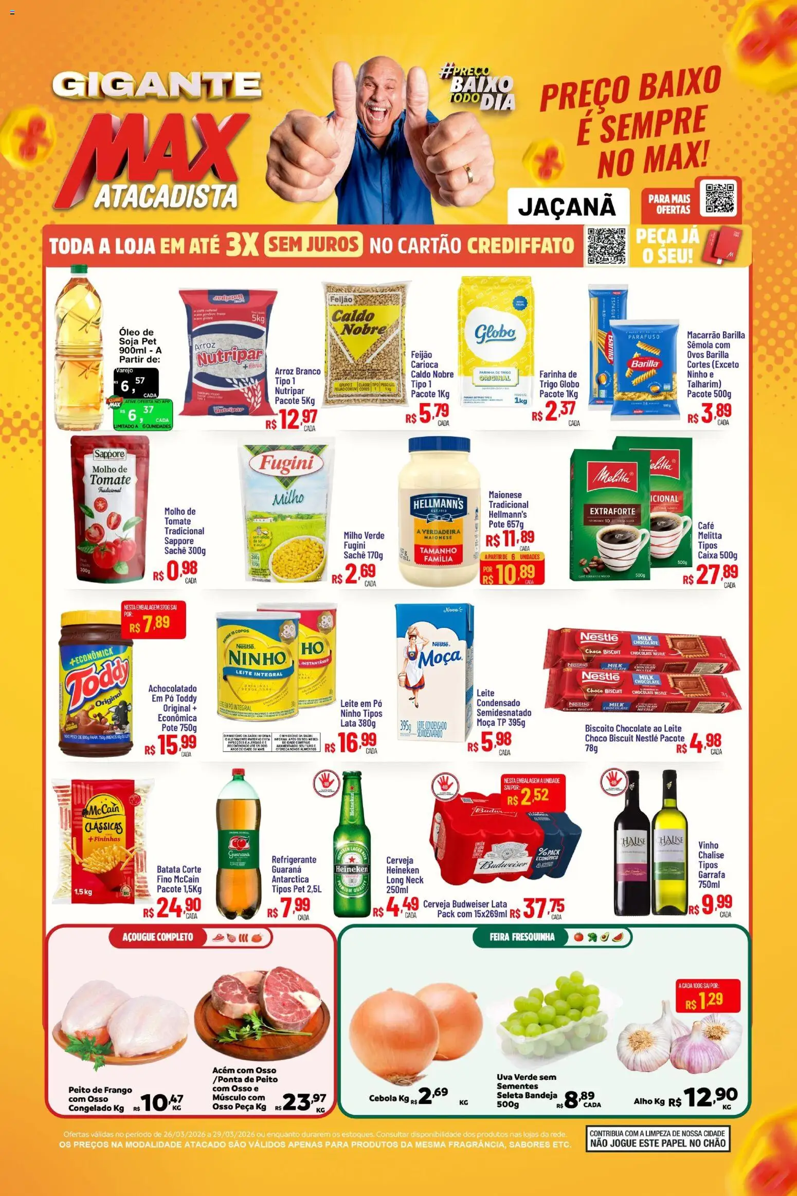 Max Atacadista Folheto - válido de 25.03.2026 | Página: 1 | Produtos: Cebola, Arroz, Bandeja, Refrigerante