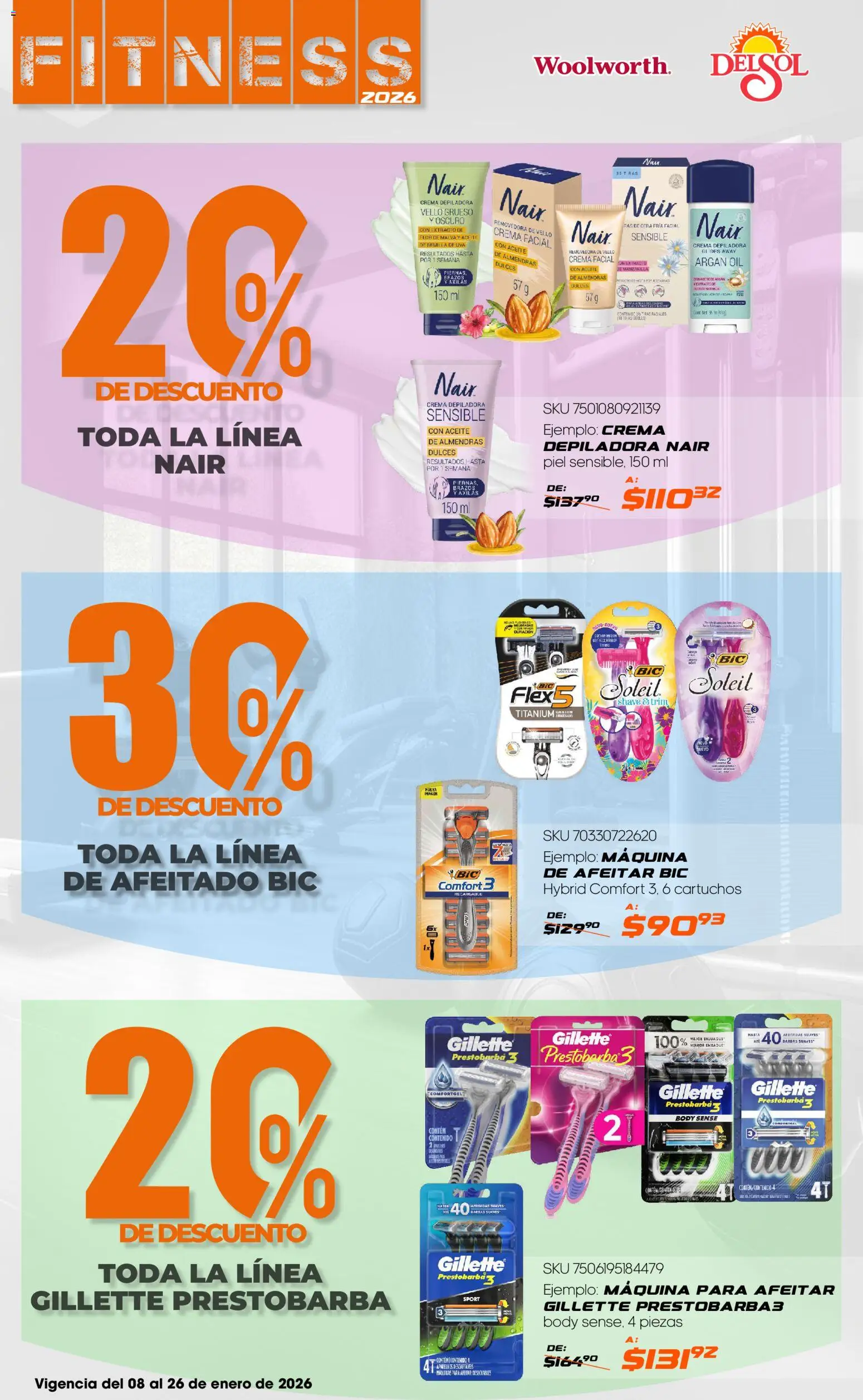 Nuevas ofertas de Del Sol y Woolworth válidas en toda la República Mexicana desde el 08.01.2026. ¡Encuentra las mejores ofertas en Del Sol y Woolworth catálogo Fitness! | Página: 29 | Productos: Crema, Aceite, Dulces, Body