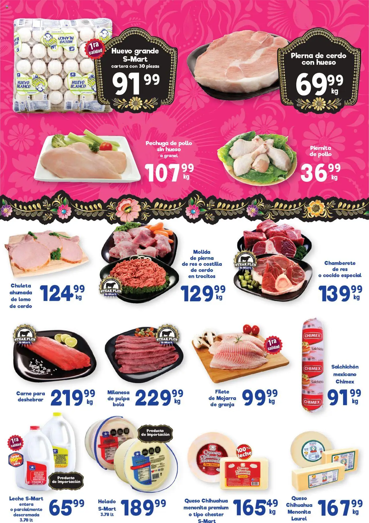 Nuevas ofertas de S-Mart válidas en toda la República Mexicana desde el 26.08.2025. ¡Encuentra las mejores ofertas en S-Mart folleto! | Página: 4 | Productos: Pollo, Queso, Cerdo, Helado