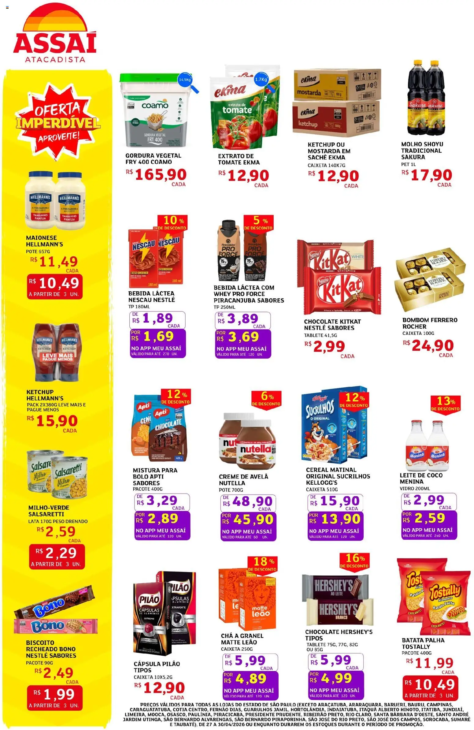 Assaí Atacadista Folheto - válido de 27.04.2026 | Página: 2 | Produtos: Chá, Ketchup, Batata palha, Leite de coco