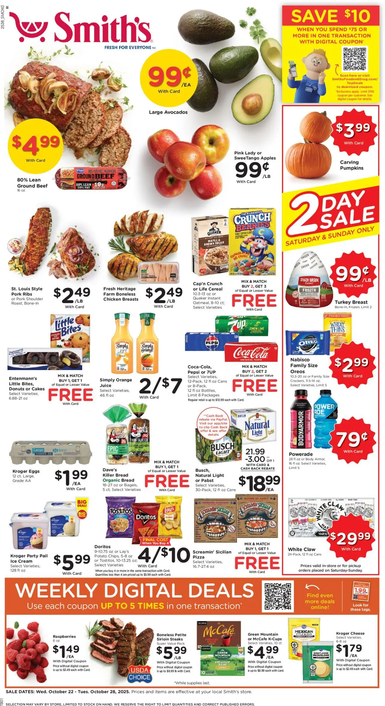 Smith's Weekly Ad - WY - valid from 22.10.2025 | Page: 1 | Products: Beef, Cream, Lemon, Lime