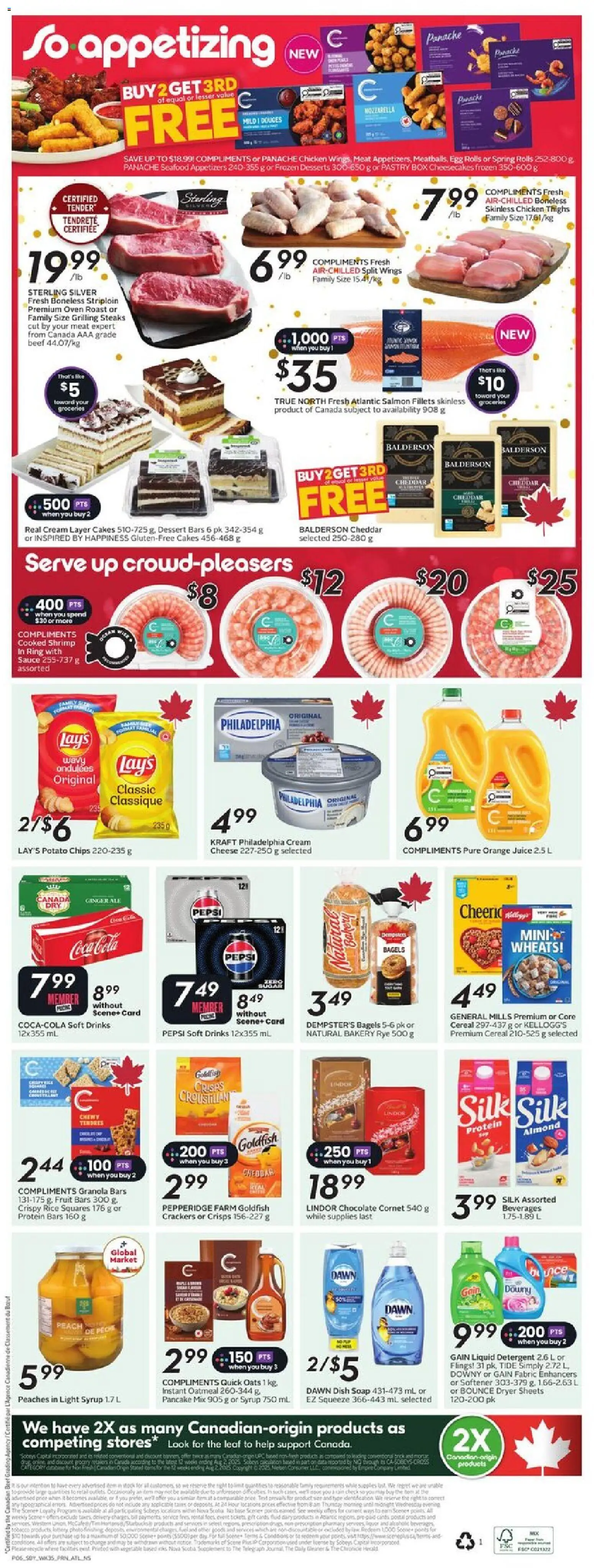 Sobeys flyer valid from 25.12.2025 | Page: 4 | Products: Rice, Oven, Soap, Juice