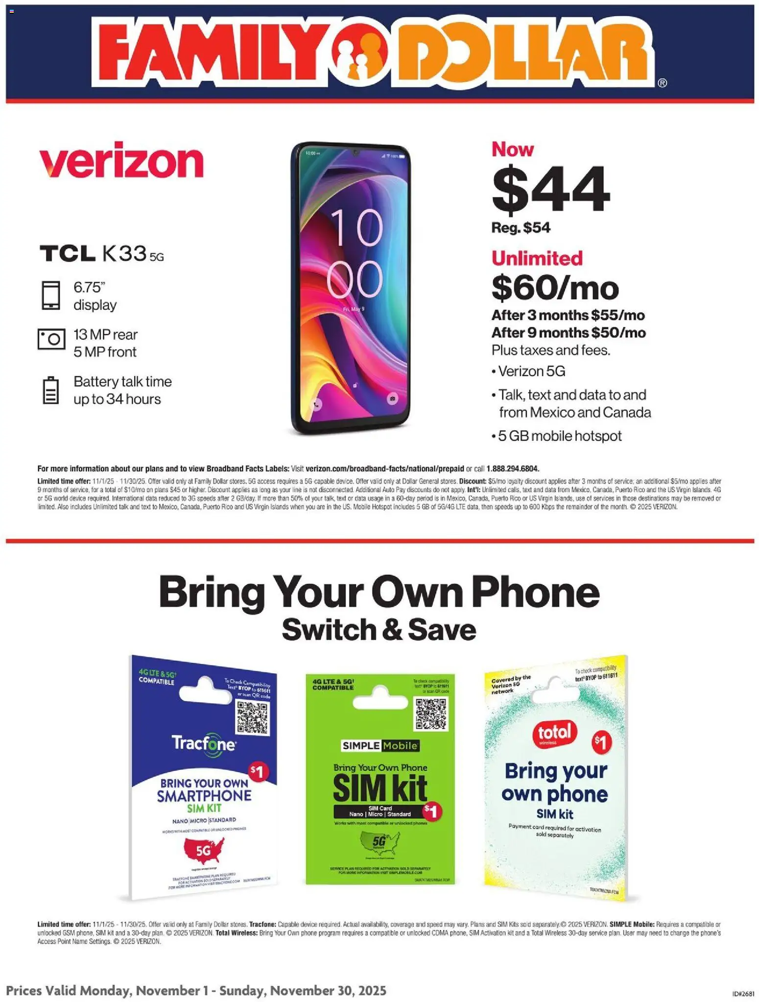 Family Dollar AT&T/Tracfone - TX - valid from 01.11.2025 | Page: 1
