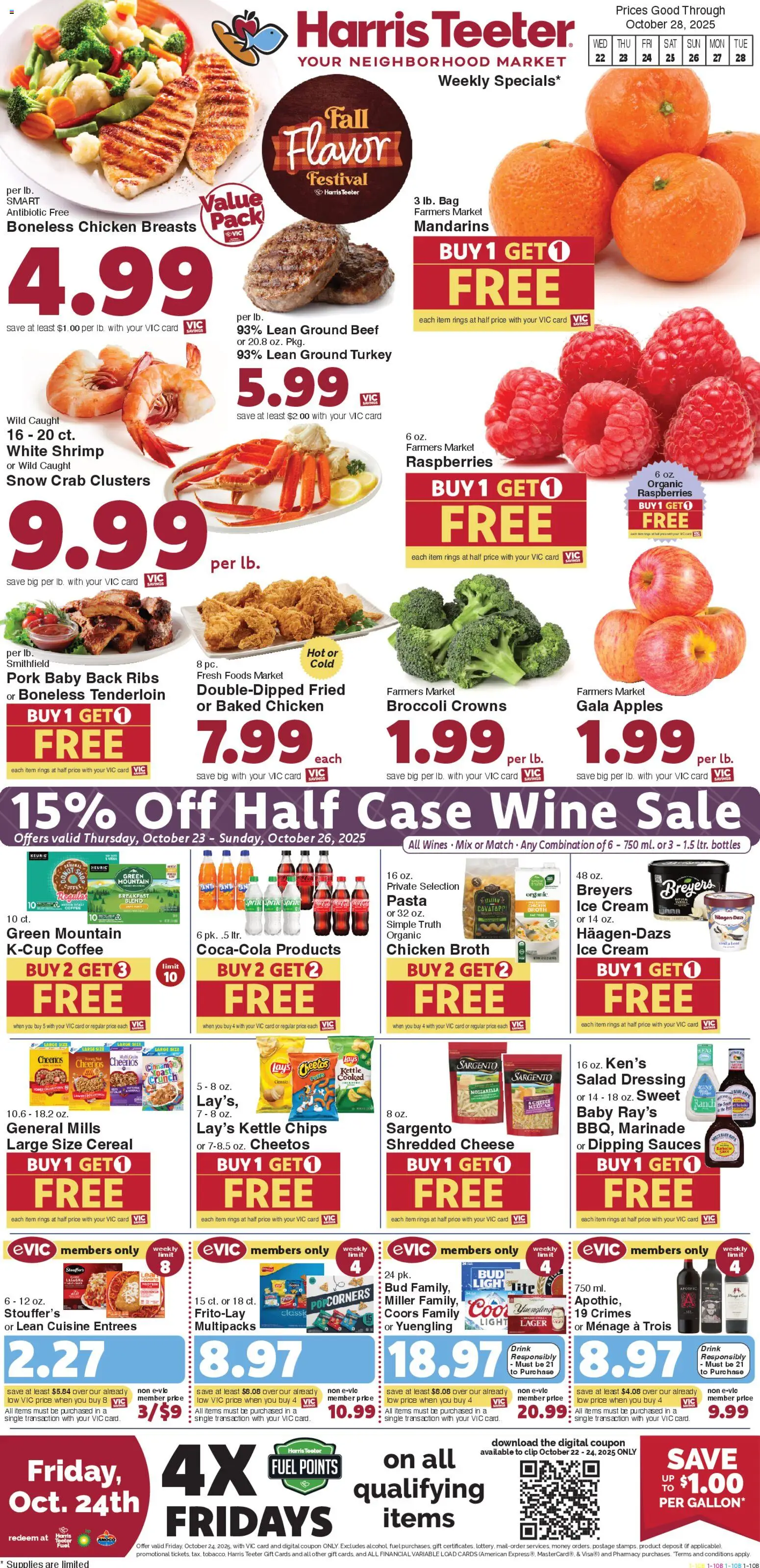 Harris Teeter Weekly Ad - SC - valid from 22.10.2025 | Page: 1 | Products: Pork, Apples, Pasta, Ice cream