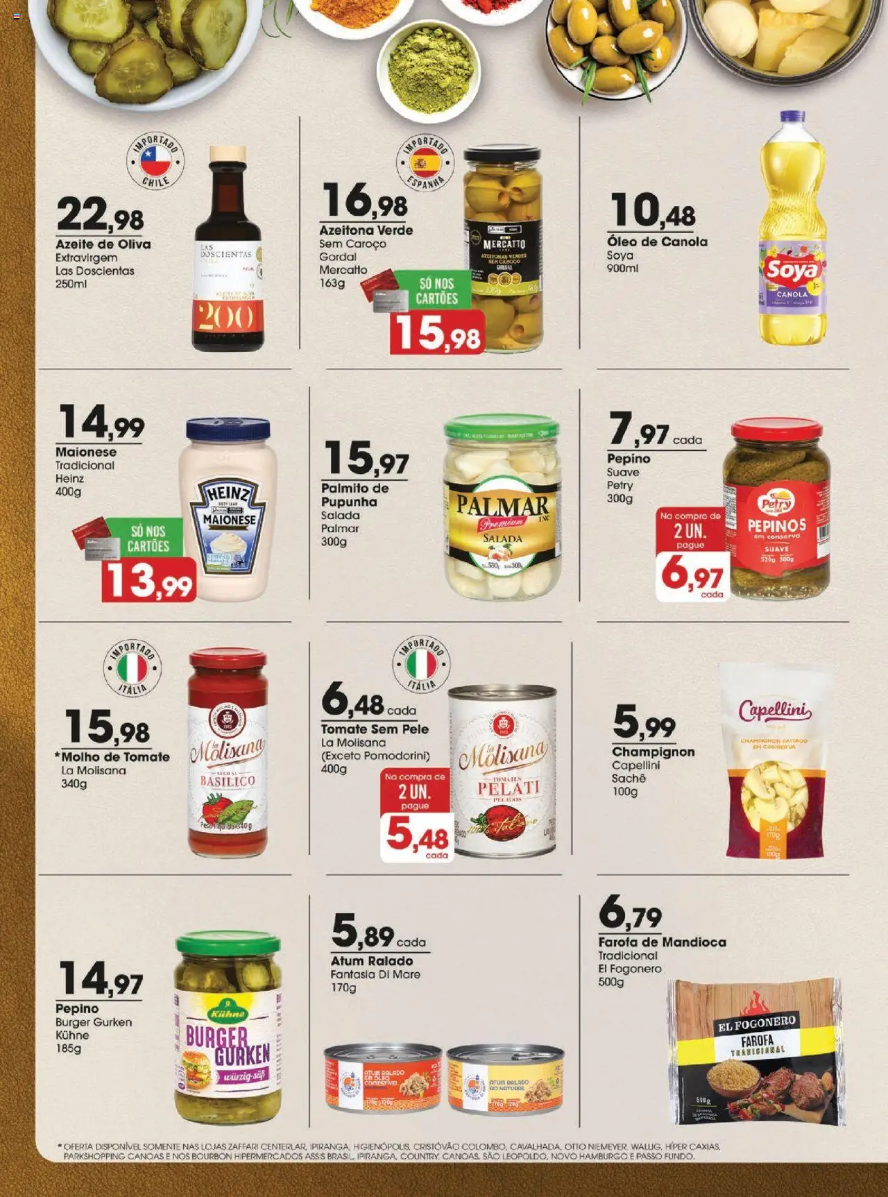 Zaffari Folheto - válido de 21.10.2025 | Página: 4 | Produtos: Pupunha, Mandioca, Palmito, Azeite