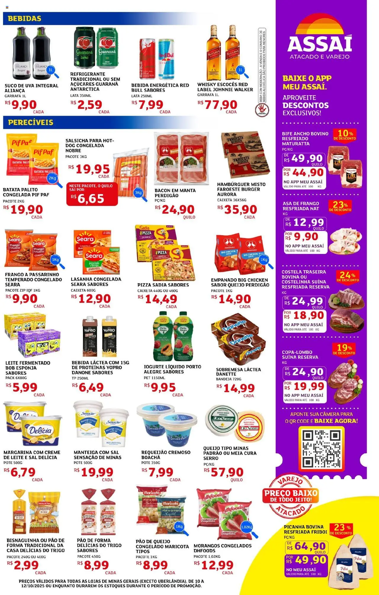 Assaí Atacadista Folheto - válido de 10.10.2025 | Página: 3 | Produtos: Picanha, Pizza, Salada, Requeijão