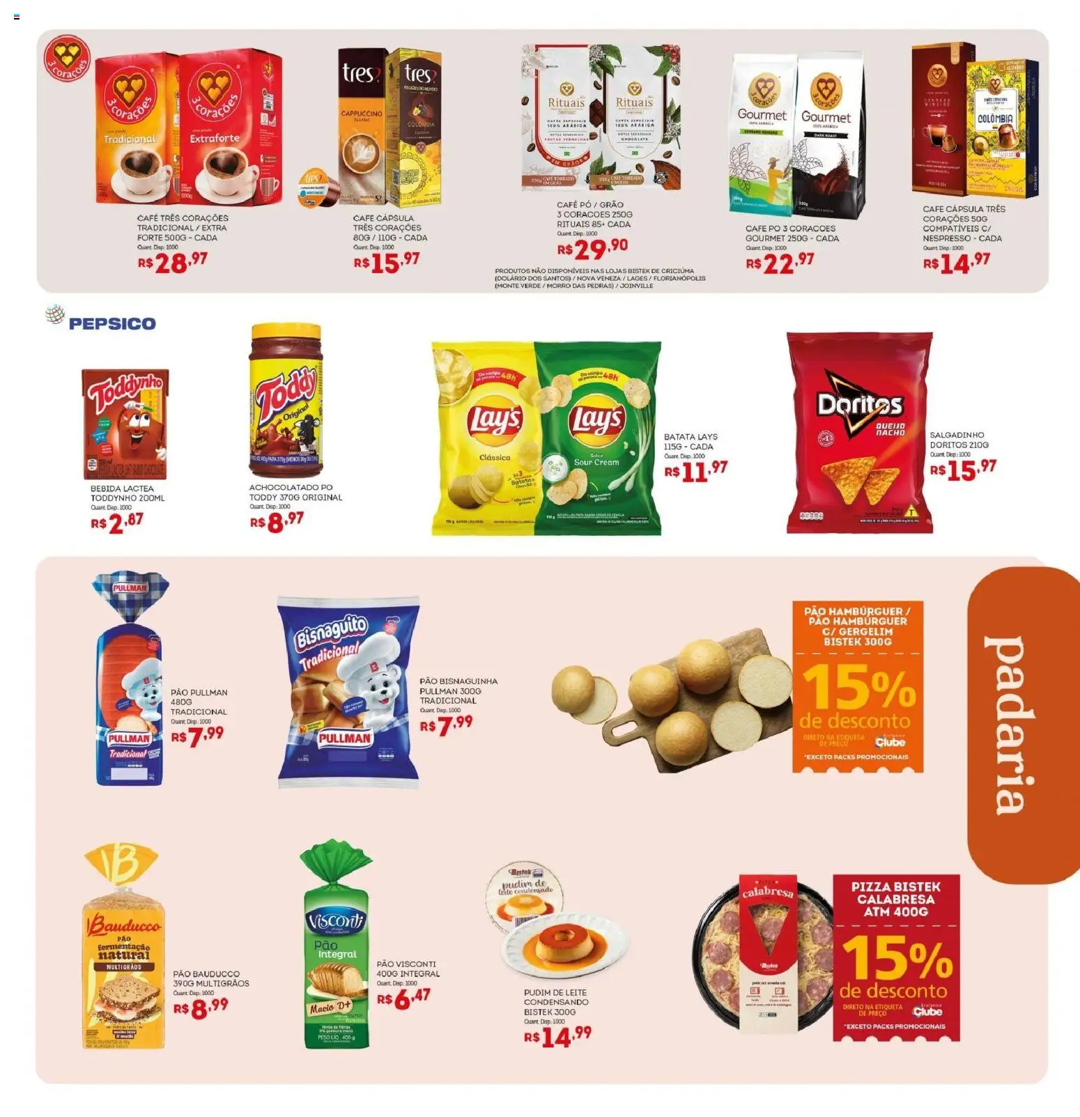 Bistek Supermercados Folheto - válido de 11.02.2026 | Página: 9 | Produtos: Achocolatado, Queijo, Pão, Pizza