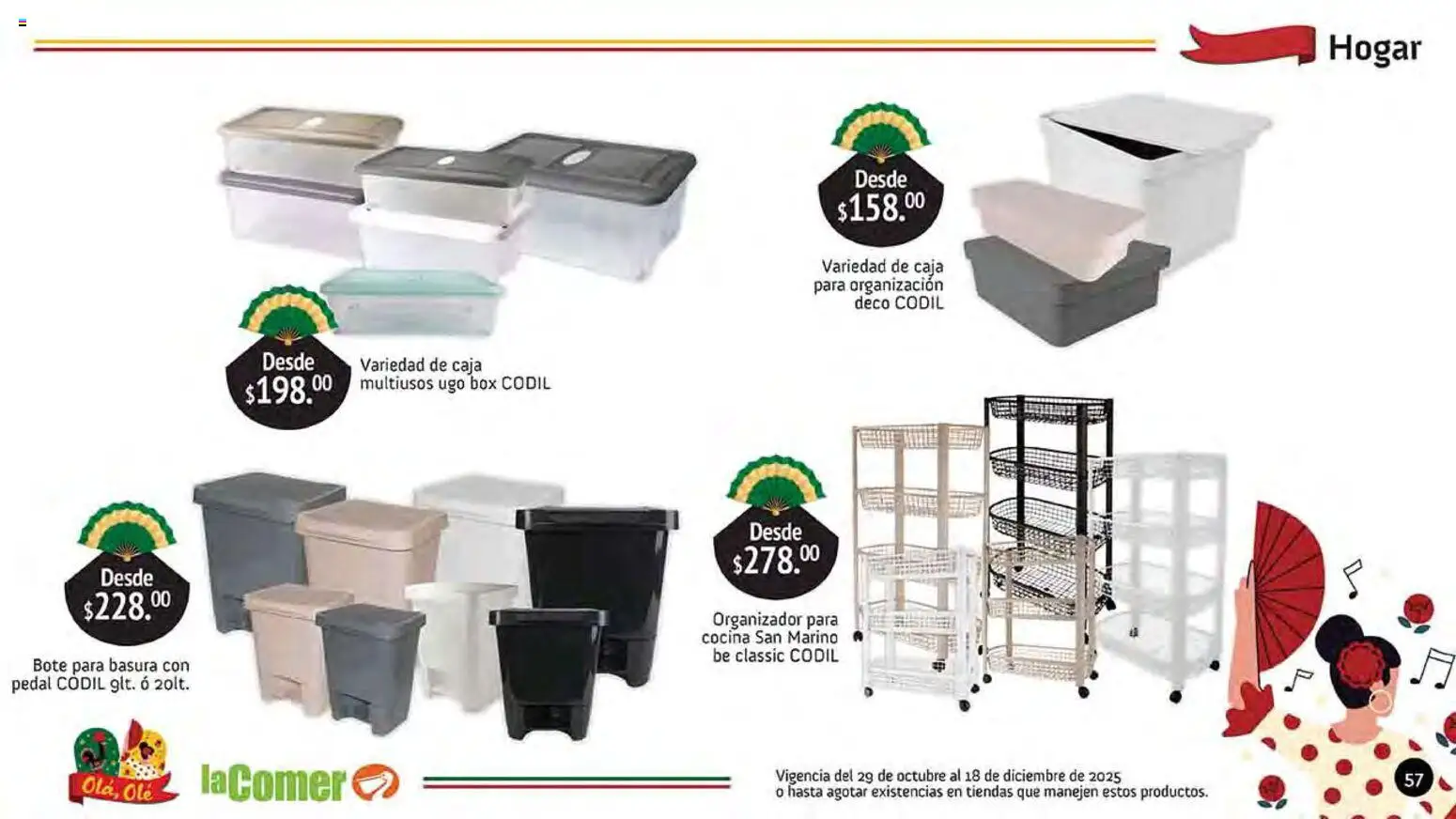 Nuevas ofertas de La Comer válidas en toda la República Mexicana desde el 29.10.2025. ¡Encuentra las mejores ofertas en La Comer folleto Olá, Olé! | Página: 57 | Productos: Organizador, Cocina, Caja