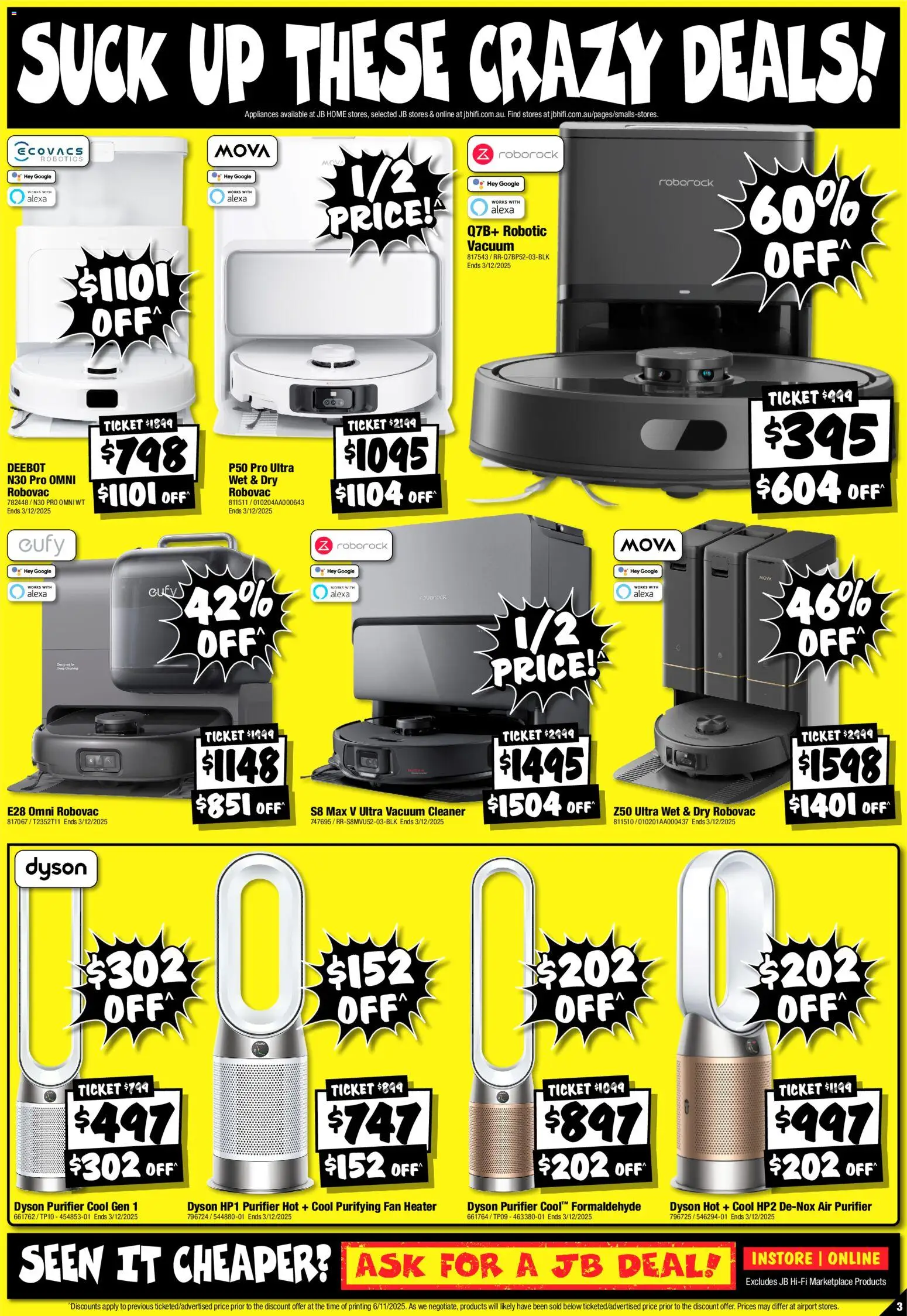 JB Hi-Fi catalogue - valid from 13.11.2025 | Page: 3 | Products: Heater, Cleaner, Vacuum cleaner, Air purifier