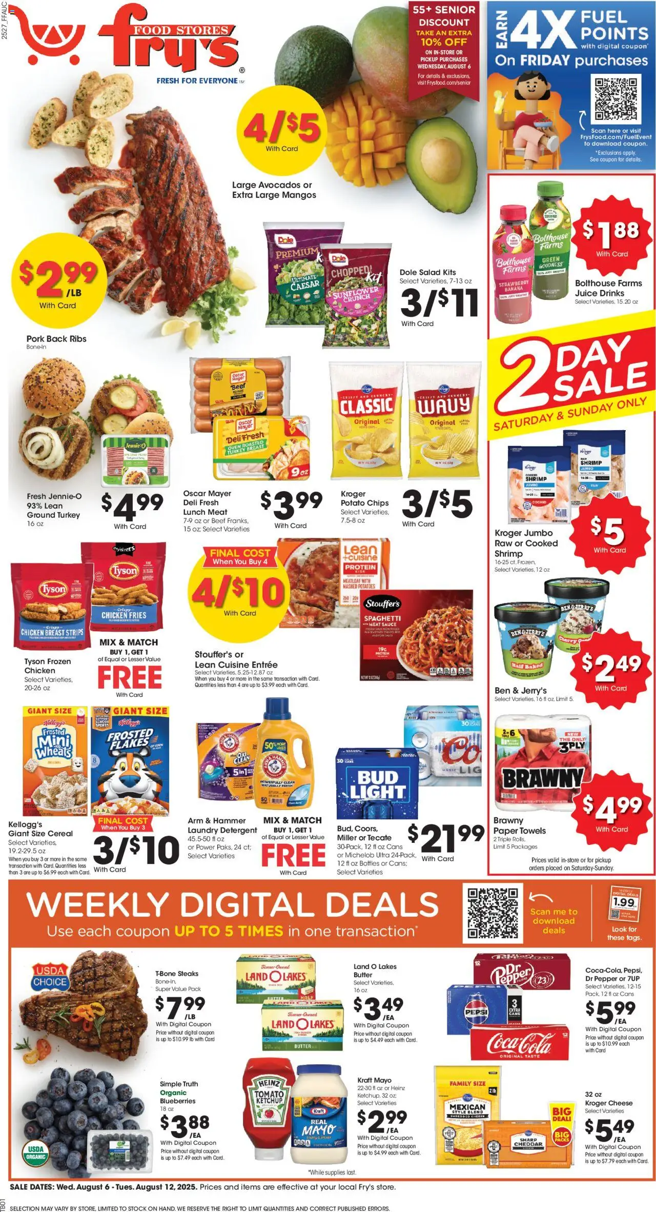Fry's Food Weekly Ad - valid from 06.08.2025 | Page: 1 | Products: Juice, Beef, Ketchup, Pepper
