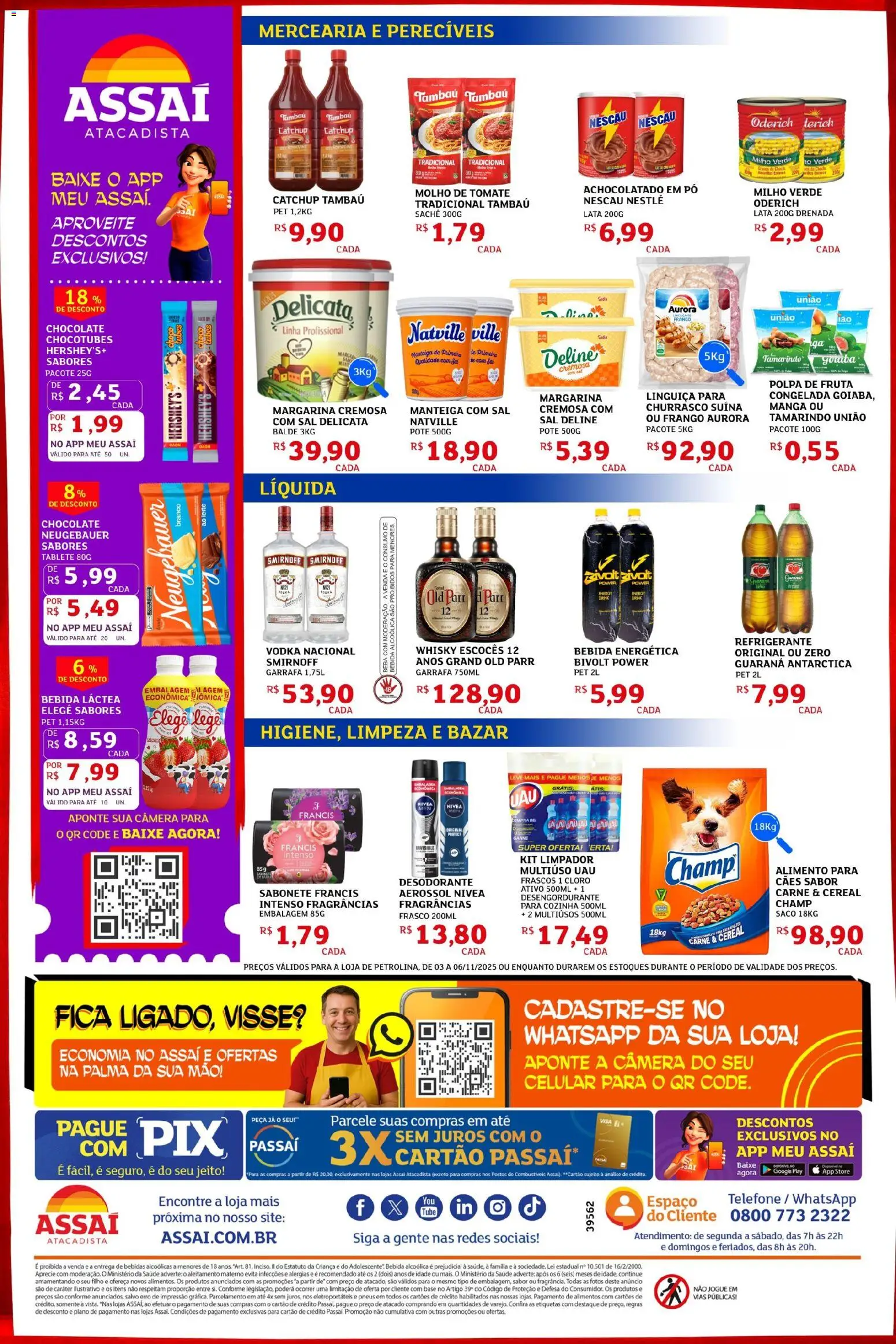 Assaí Atacadista Folheto - válido de 03.11.2025 | Página: 2 | Produtos: Whisky, Manteiga, Bebida, Refrigerante