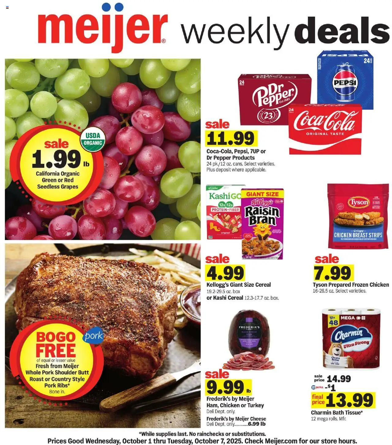 Meijer Weekly Ad - valid from 01.10.2025 | Page: 1 | Products: Bath, Cheese, Pork, Pepper