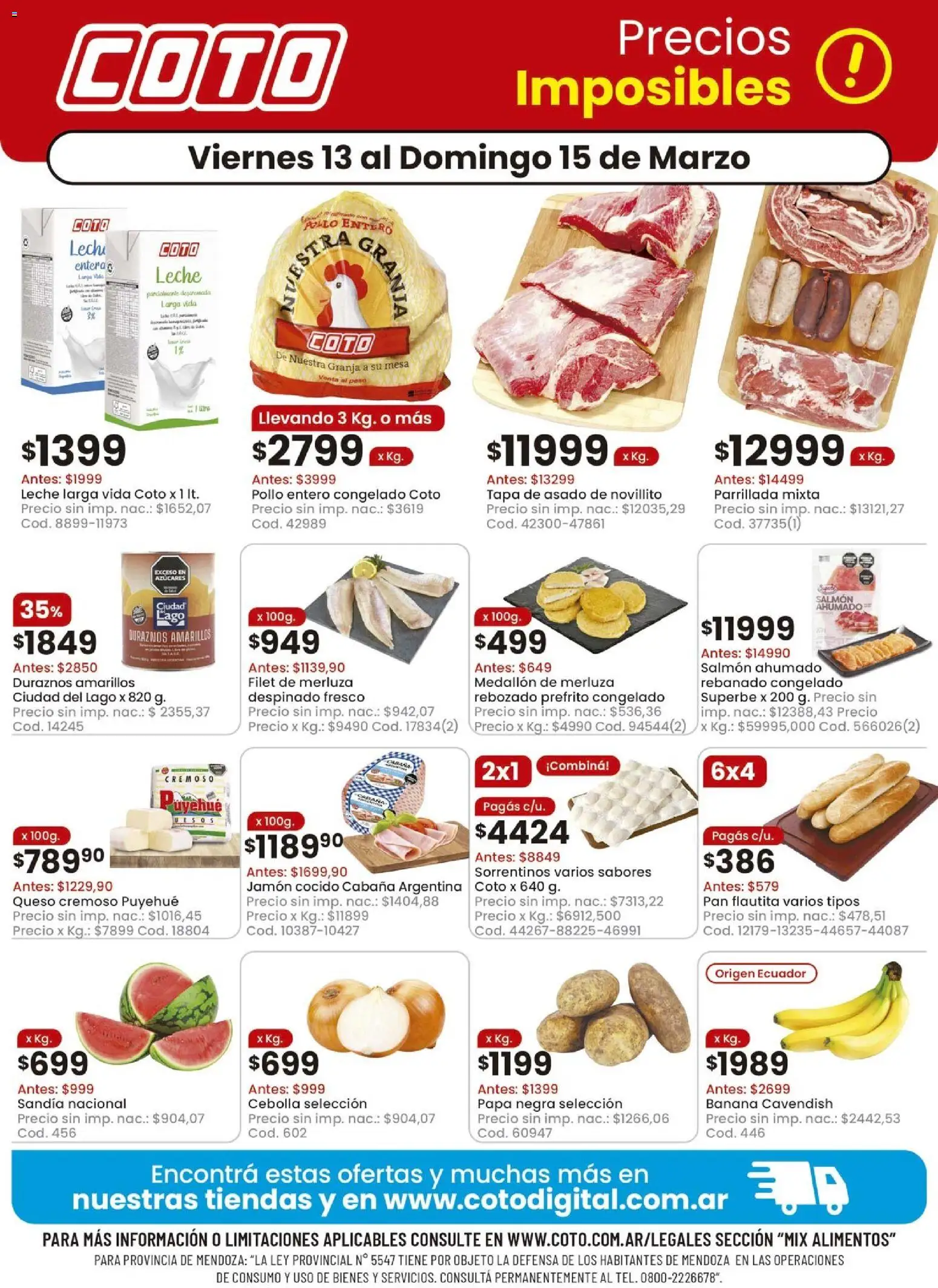 Coto - Mix │ válido desde el 13.03.2026 | Página: 1 | Productos: Cebolla, Papa, Sandía, Leche