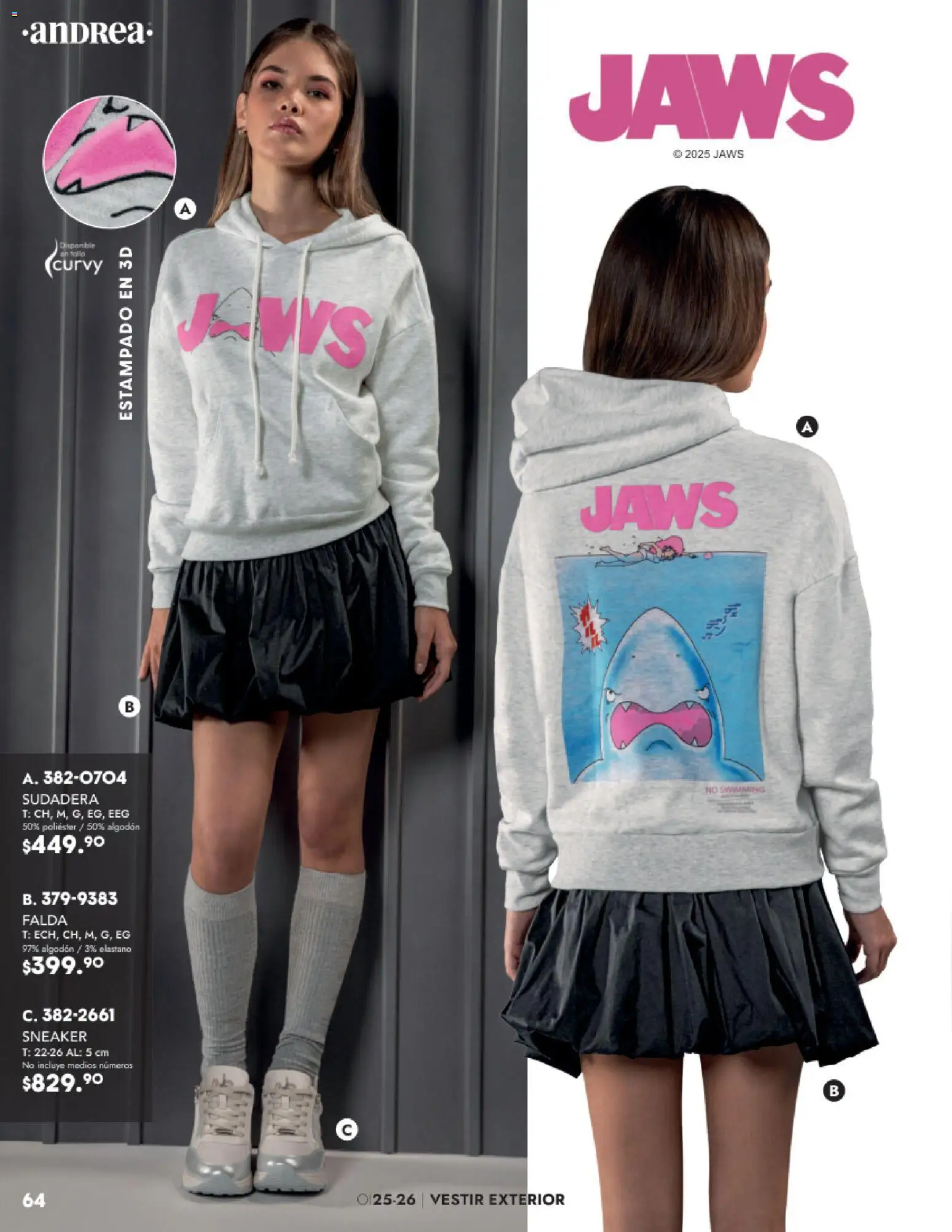 Nuevas ofertas de Andrea válidas en toda la República Mexicana desde el 26.11.2025. ¡Encuentra las mejores ofertas en Andrea catálogo Vestir! | Página: 64 | Productos: Algodón, Sudadera, Falda