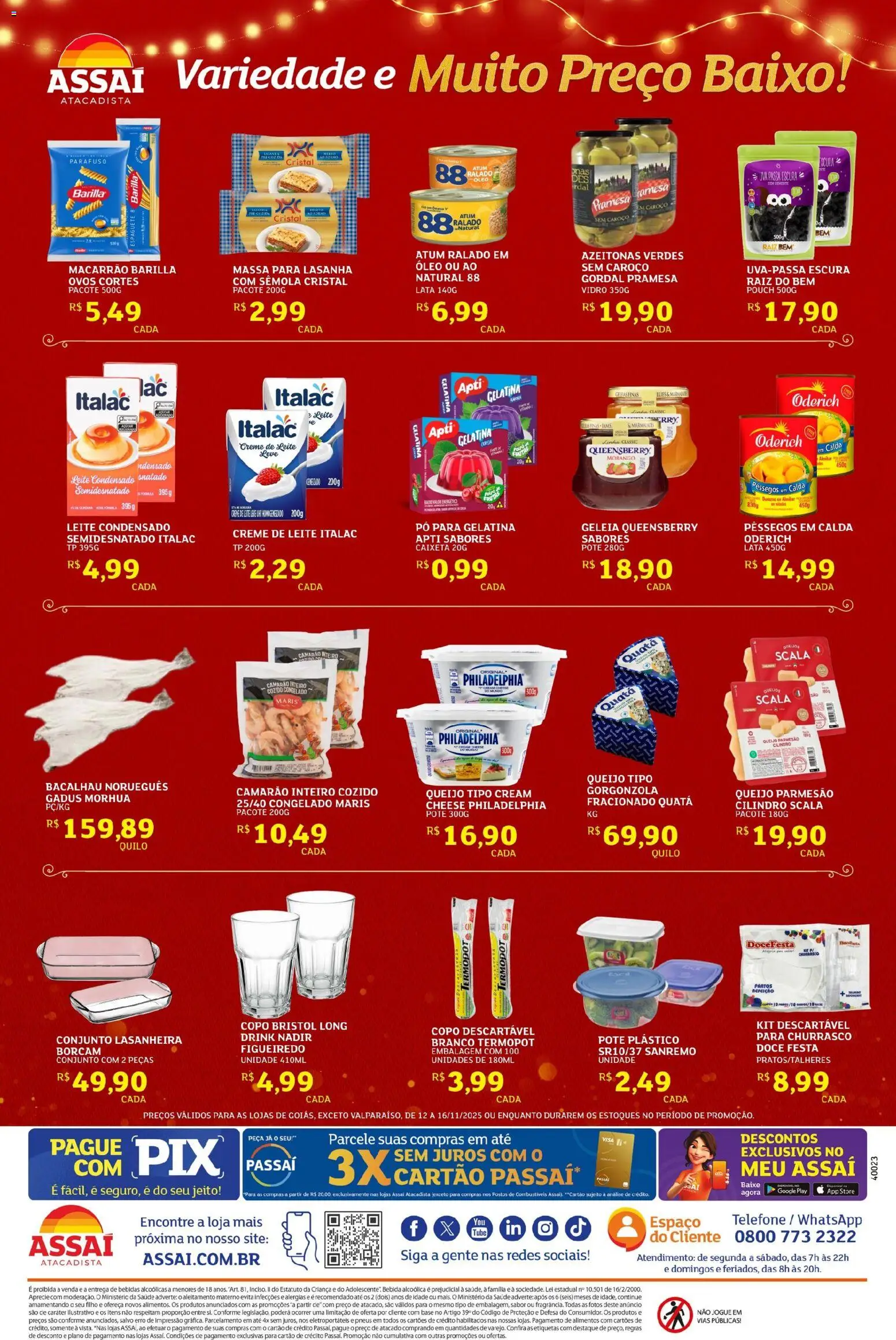 Assaí Atacadista Folheto - válido de 12.11.2025 | Página: 2 | Produtos: Espaguete, Azeitonas, Camarão, Atum