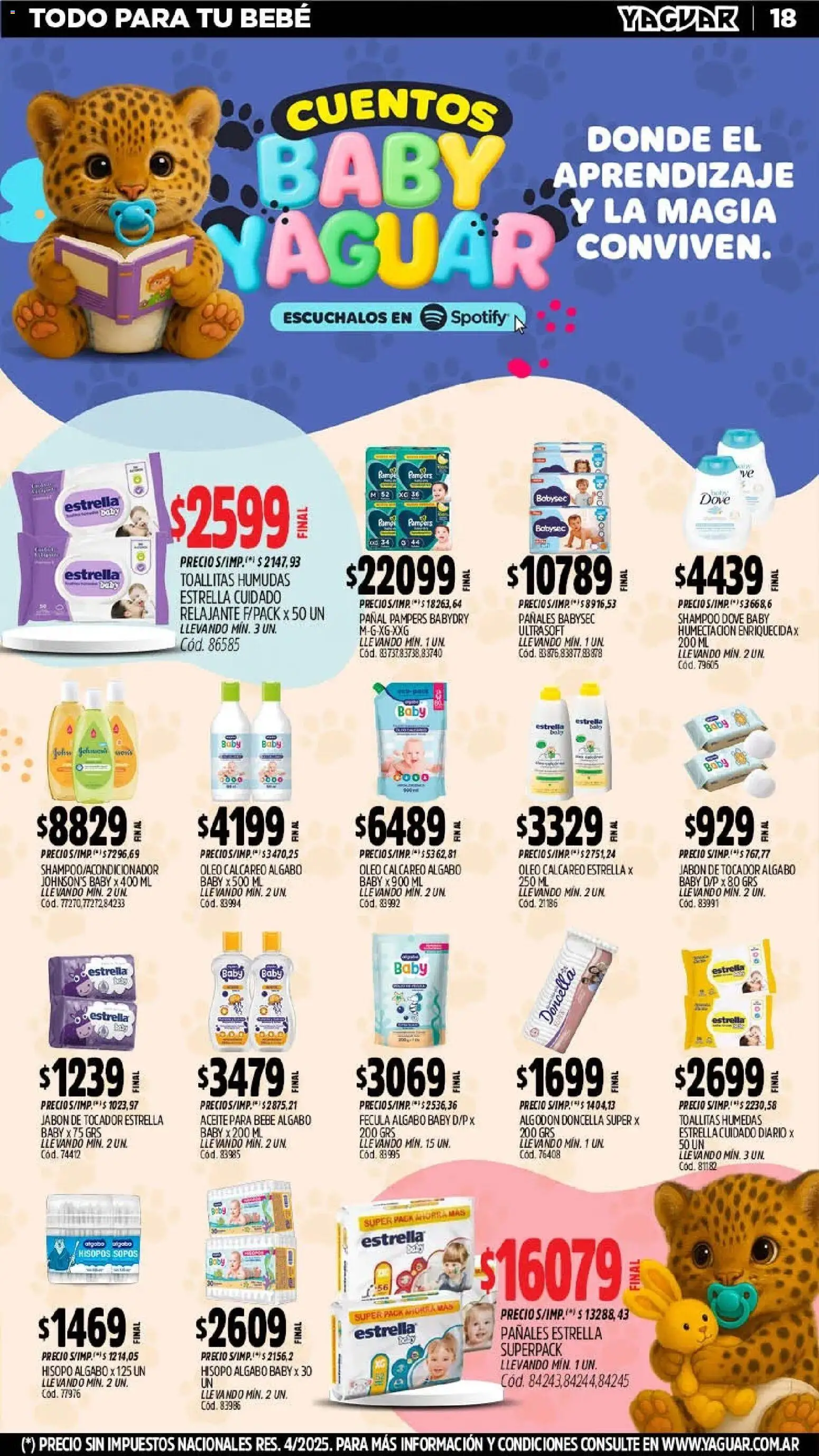 Yaguar - Oferta Semanal Neuquen │ válido desde el 20.04.2026 | Página: 18 | Productos: Aceite, Toallitas húmedas, Jabón, Pañales
