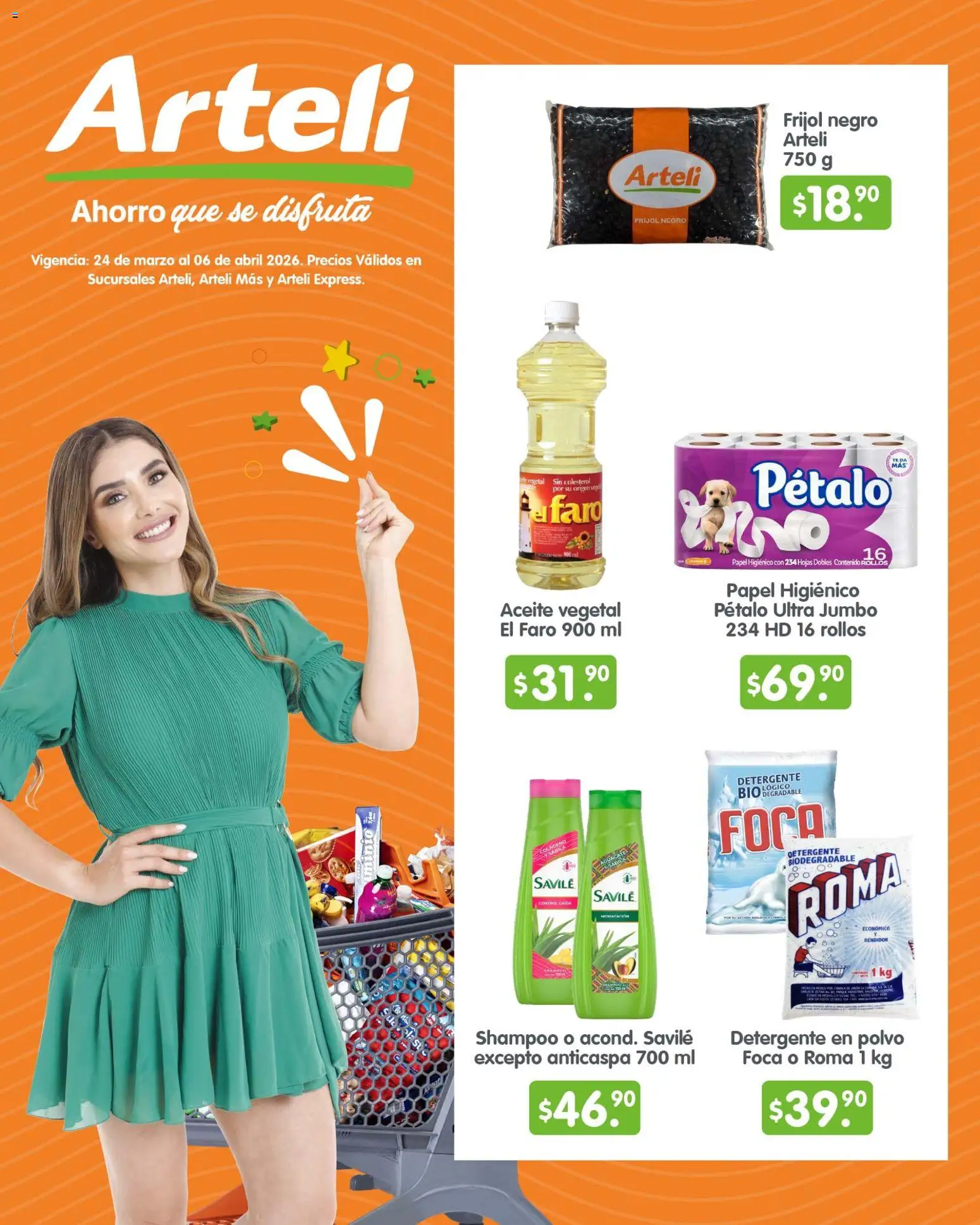 Nuevas ofertas de Arteli válidas en toda la República Mexicana desde el 24.03.2026. ¡Encuentra las mejores ofertas en Arteli folleto Quincenal! | Página: 1 | Productos: Aceite, Papel higiénico, Polvo, Foco