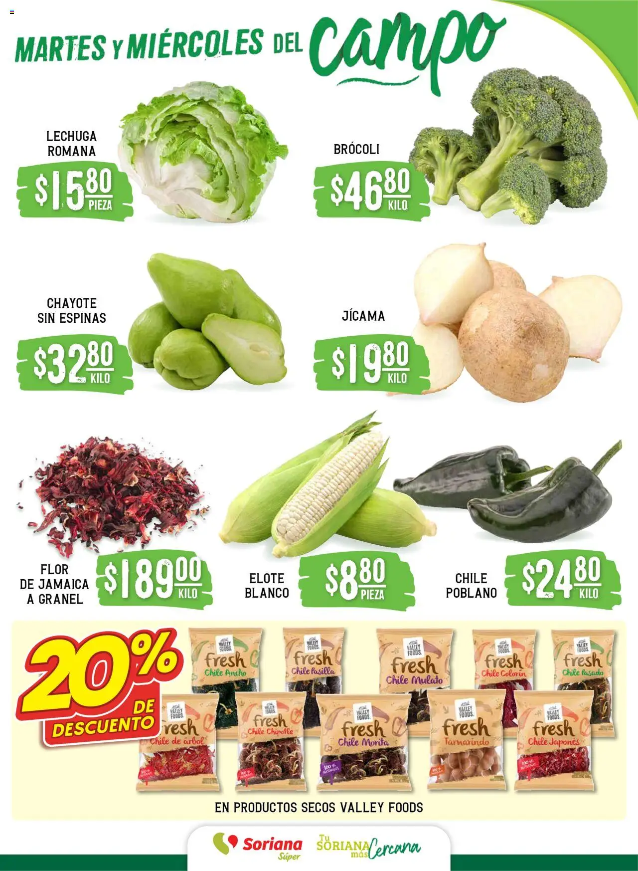 Nuevas ofertas de Soriana válidas en toda la República Mexicana desde el 09.09.2025. ¡Encuentra las mejores ofertas en Soriana - Martes y Miércoles del Campo Súper: Tamaulipas (excepto Cd. Victoria y Tampico)! | Página: 3 | Productos: Brocoli, Lechuga